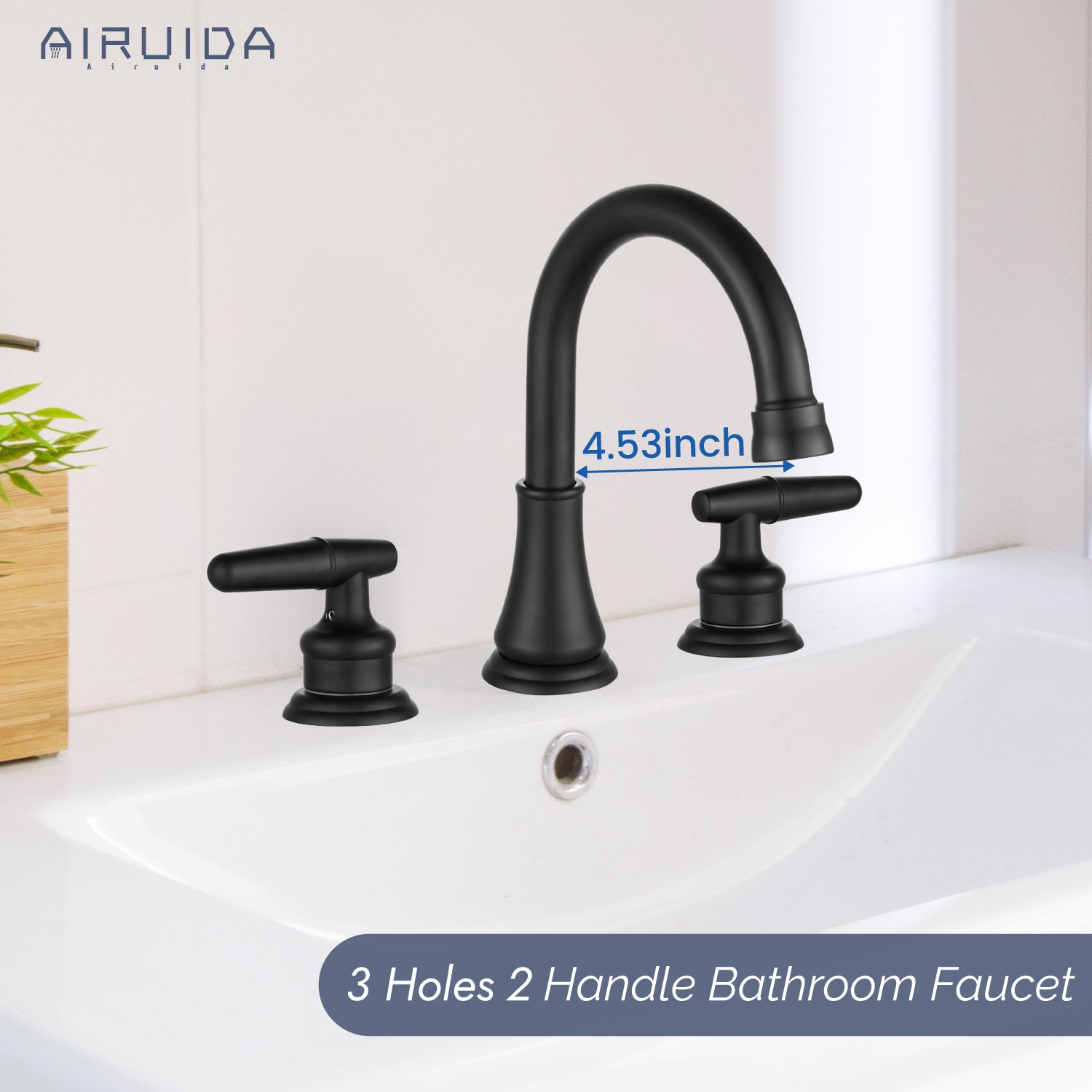 Airuida 8 Inch Widespread Bathroom Sink Faucet 2 Handles 3 Holes 360 Degree Swivel Spout Stainless Steel Lavatory Vanity Faucets Bathroom Faucets