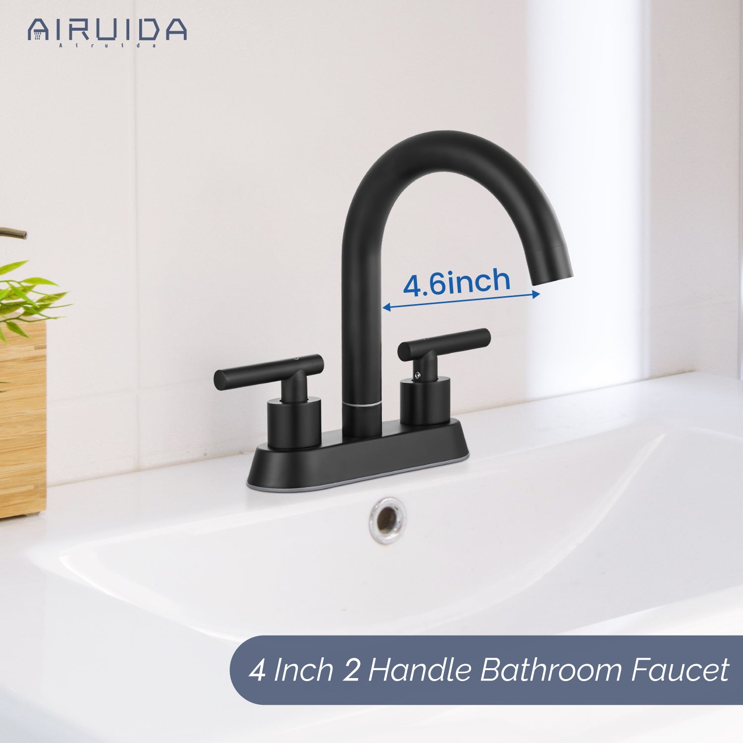 Airuida Bathroom Faucet 4 inch Centerset Two Handle Bathroom Sink Faucet 360°Swivel Spout Bathroom Faucet with Supply Hoses and Pop Up Drain Deck Mount