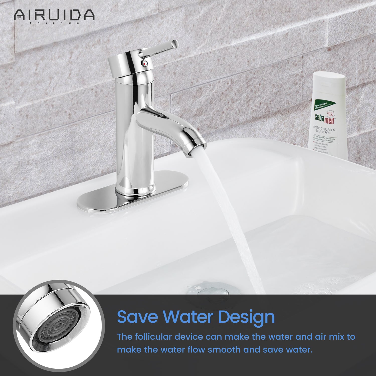 Airuida Short Bathroom Bowl Vessel Sink Faucet Bathroom Stainless Steel Mixer Tap Single Handle Single Hole Deck Mount with Circular Spout Bowl Vanity Faucets