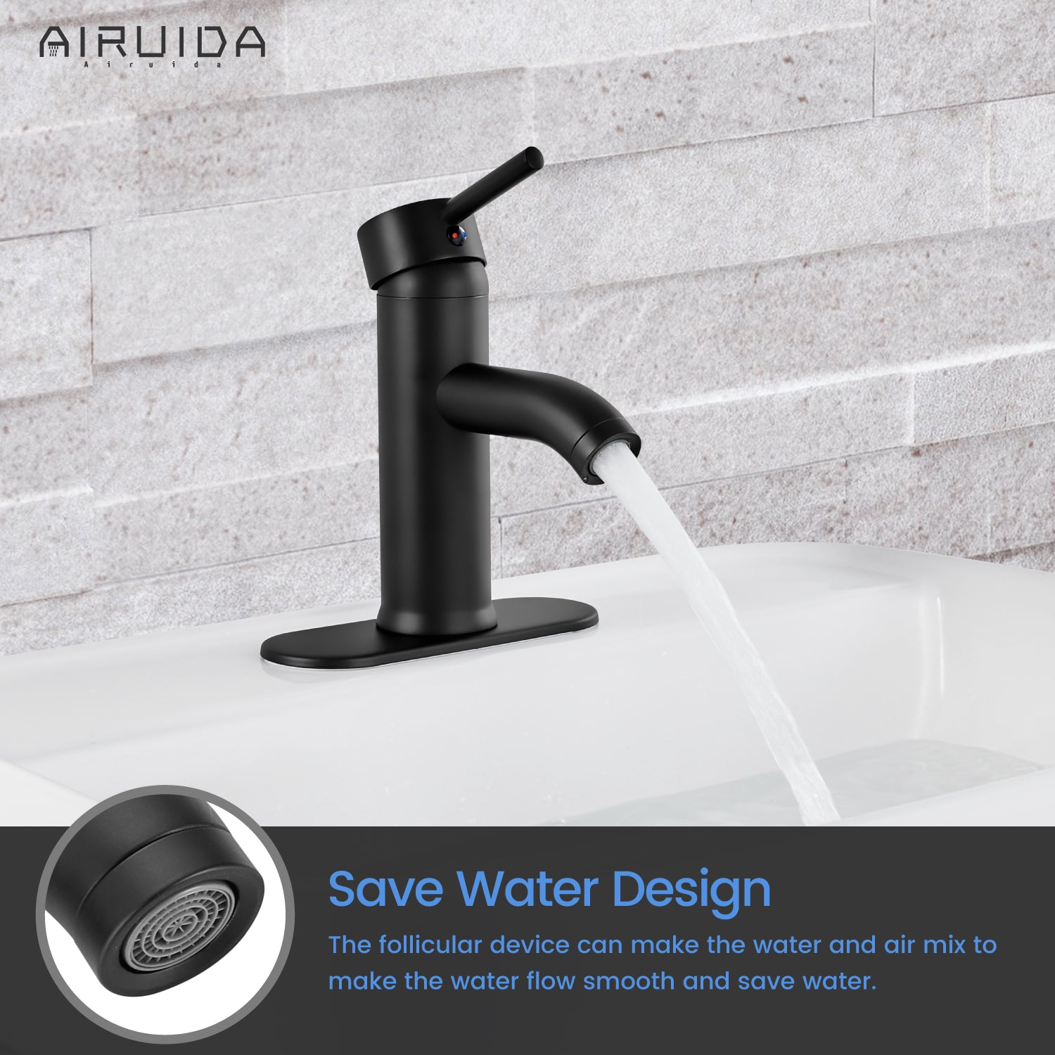 Airuida Short Bathroom Bowl Vessel Sink Faucet Bathroom Stainless Steel Mixer Tap Single Handle Single Hole Deck Mount with Circular Spout Bowl Vanity Faucets