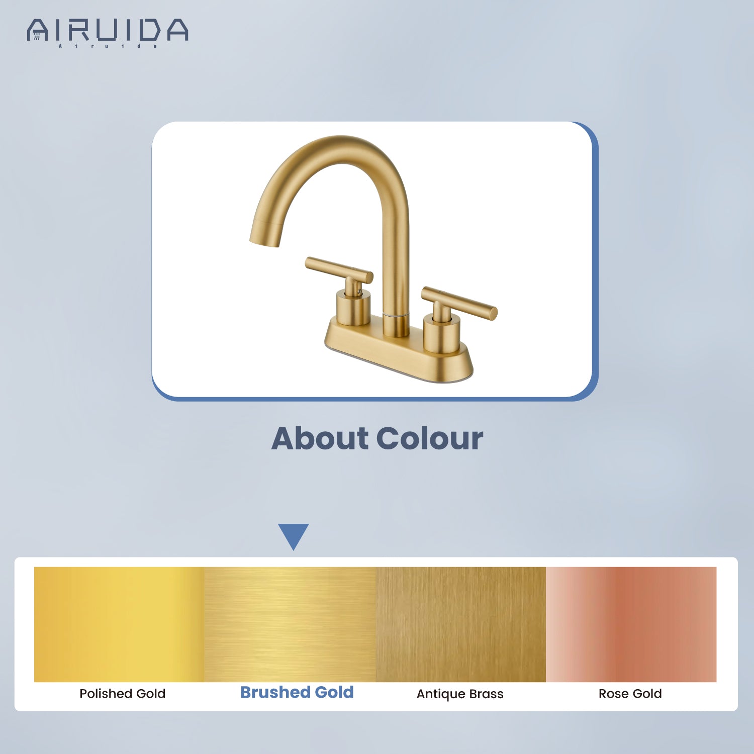 Airuida Bathroom Faucet 4 inch Centerset Two Handle Bathroom Sink Faucet 360°Swivel Spout Bathroom Faucet with Supply Hoses and Pop Up Drain Deck Mount
