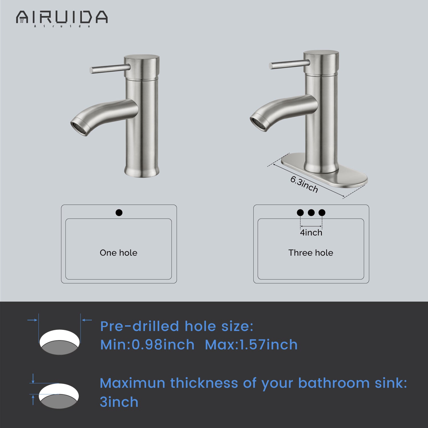 Airuida Short Bathroom Bowl Vessel Sink Faucet Bathroom Stainless Steel Mixer Tap Single Handle Single Hole Deck Mount with Circular Spout Bowl Vanity Faucets