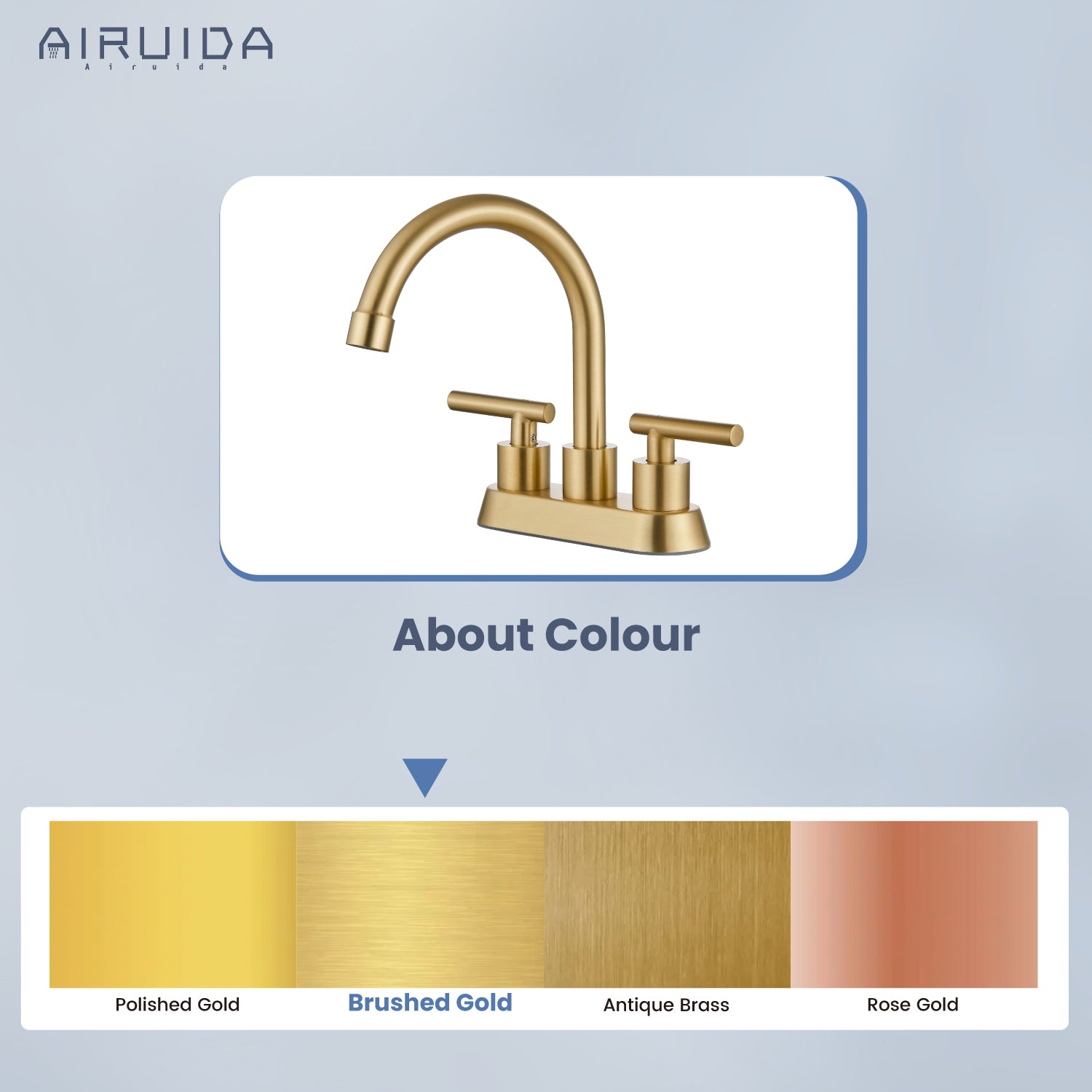 Airuida Bathroom Faucet 4 inch Centerset Two Handle Bathroom Sink Faucet 360°Swivel Spout Bathroom Faucet with Supply Hoses and Pop Up Drain Deck Mount