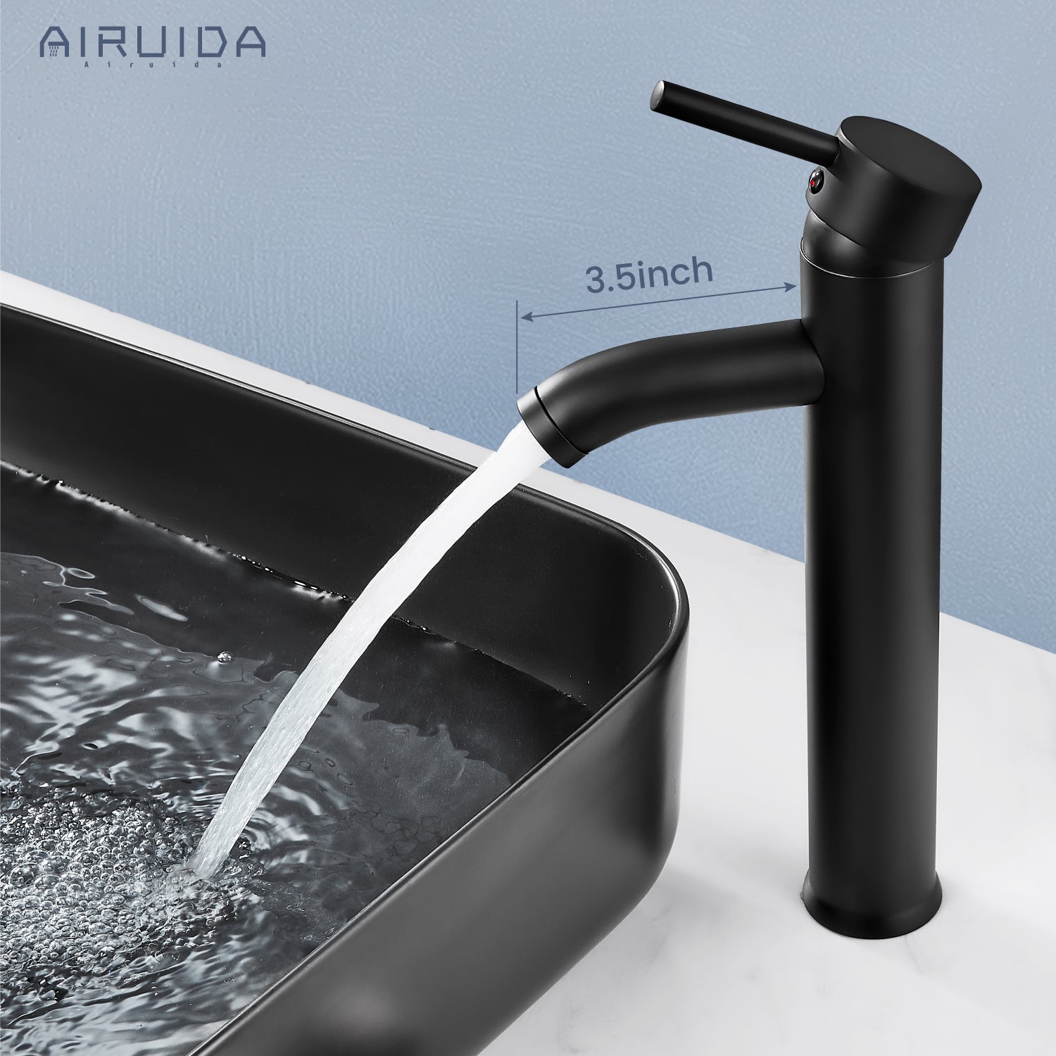 Airuida Single Hole Bathroom Bowl Vanity Faucets Single Handle Tall Bathroom Mixer Tap Stainless Steel Deck Mount with Circular Spout Bowl Vessel Sink Faucet