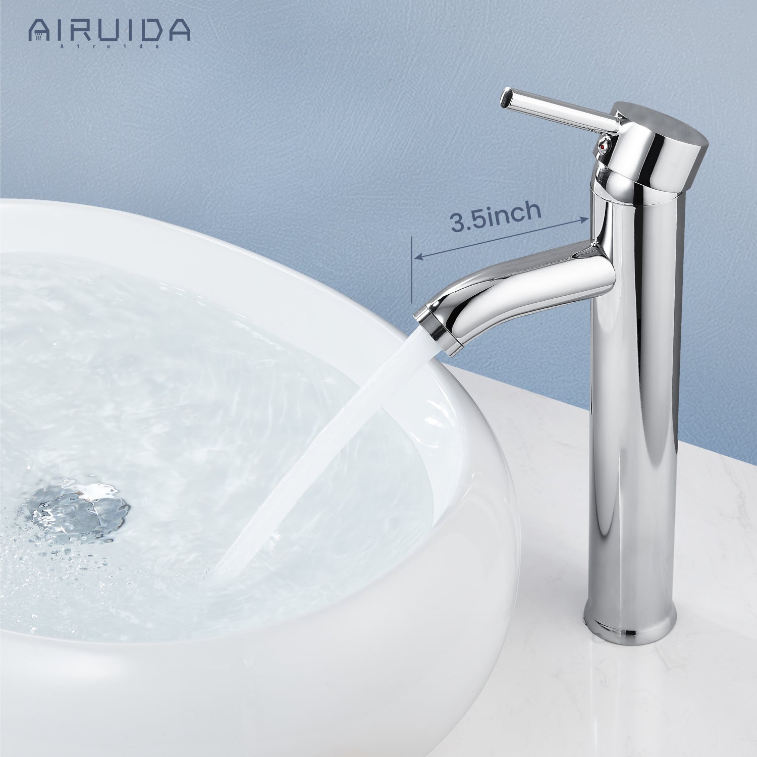 Airuida Single Hole Bathroom Bowl Vanity Faucets Single Handle Tall Bathroom Mixer Tap Stainless Steel Deck Mount with Circular Spout Bowl Vessel Sink Faucet