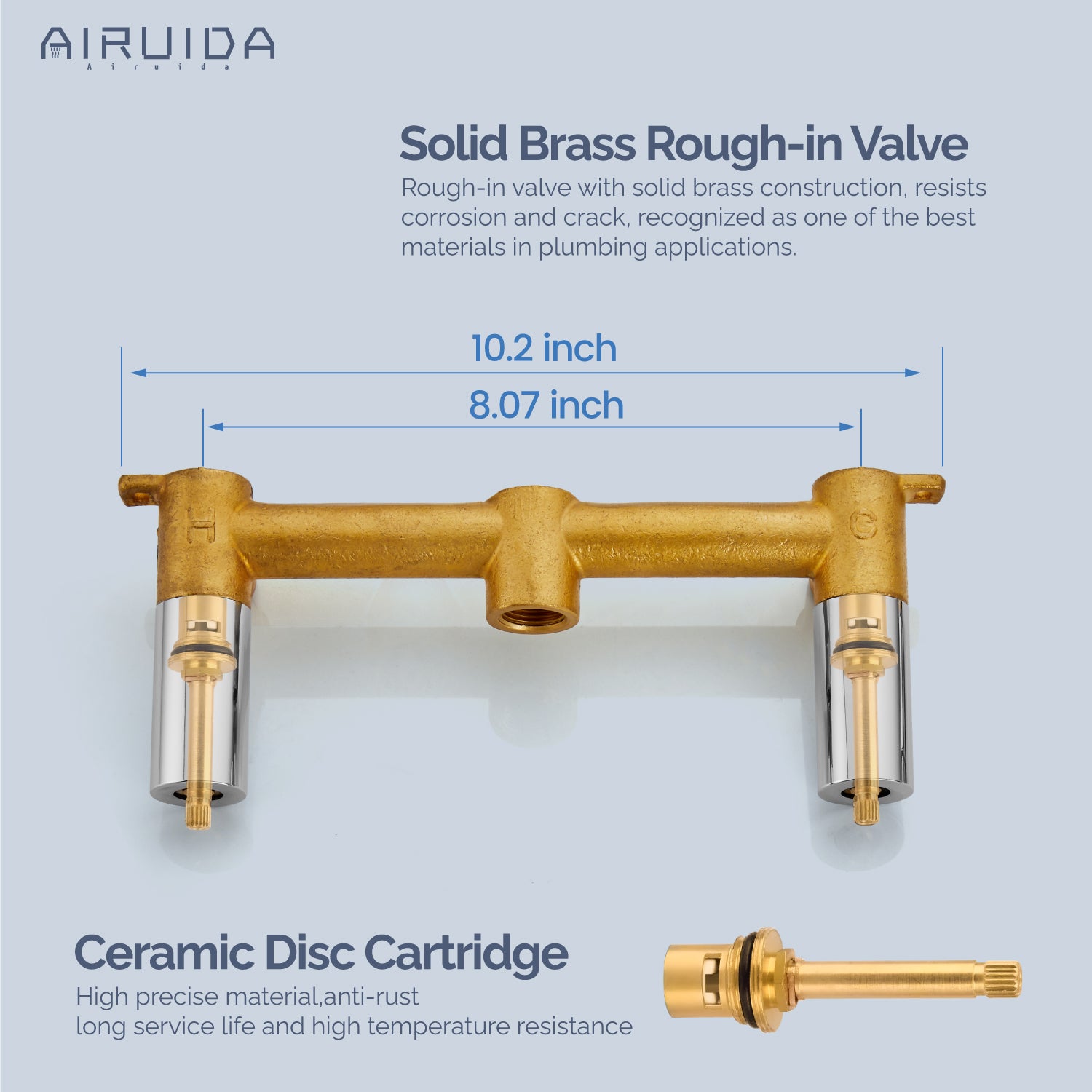 Airuida Wall Mounted Tub Faucet, Wall Mount Tub Filler,Wall Mount Bathtub Faucet with High Flow Two Cross Solid Brass Handles, Long Spout Reach with Rough-in Valve Included