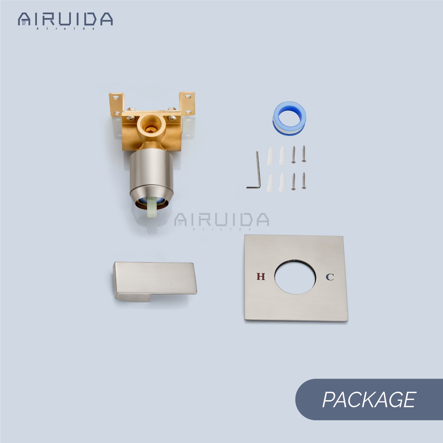 Airuida Single-Function Shower Handle Valve Trim Kit Shower Valves Wall Mount Brass Faucet Shower Rough-In Valve Bathroom Trim Kit Single Handle Tub Shower Valve Mixer