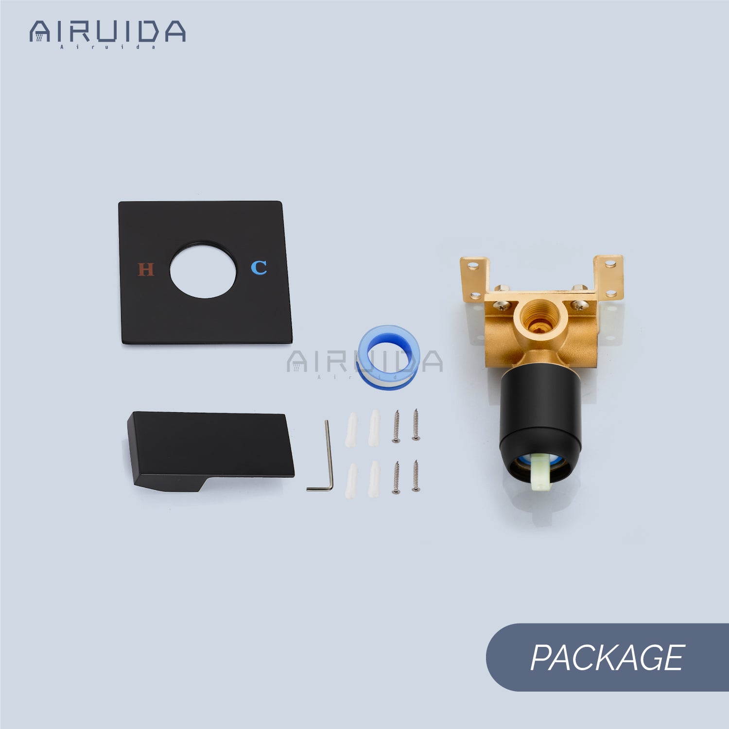 Airuida Single-Function Shower Handle Valve Trim Kit Shower Valves Wall Mount Brass Faucet Shower Rough-In Valve Bathroom Trim Kit Single Handle Tub Shower Valve Mixer
