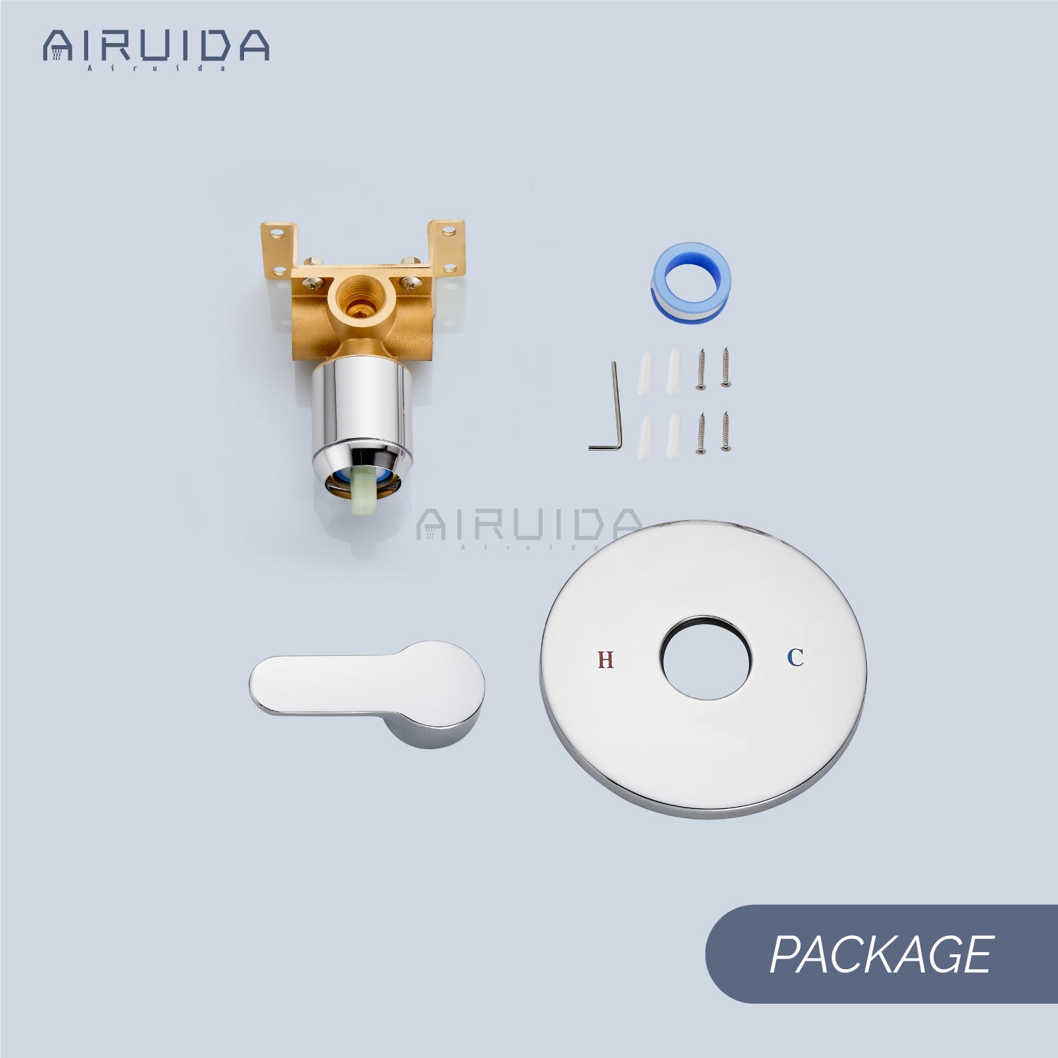 Airuida Single-Function Shower Handle Valve Trim Kit Shower Valves Wall Mount Brass Faucet Shower Rough-In Valve Bathroom Trim Kit Single Handle Tub Shower Valve Mixer
