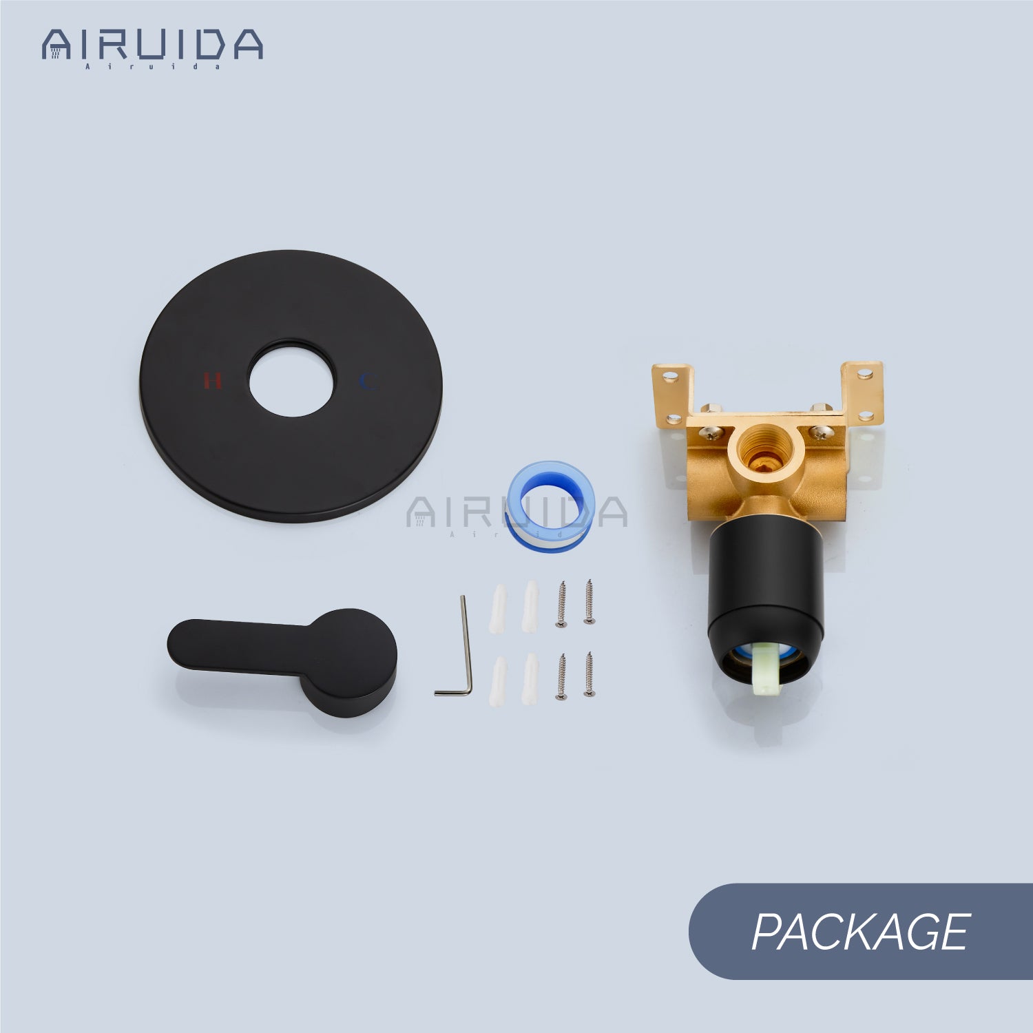 Airuida Single-Function Shower Handle Valve Trim Kit Shower Valves Wall Mount Brass Faucet Shower Rough-In Valve Bathroom Trim Kit Single Handle Tub Shower Valve Mixer