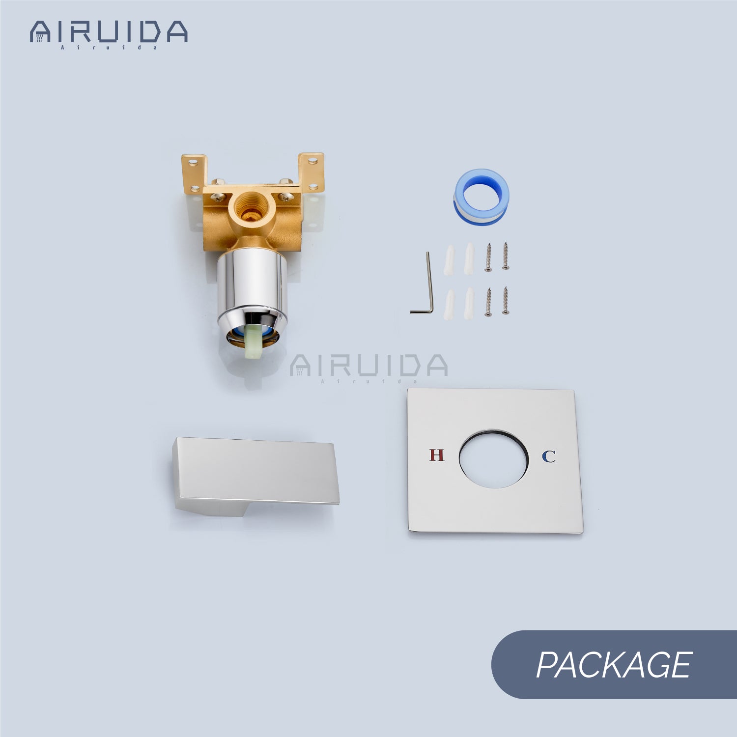 Airuida Single-Function Shower Handle Valve Trim Kit Shower Valves Wall Mount Brass Faucet Shower Rough-In Valve Bathroom Trim Kit Single Handle Tub Shower Valve Mixer