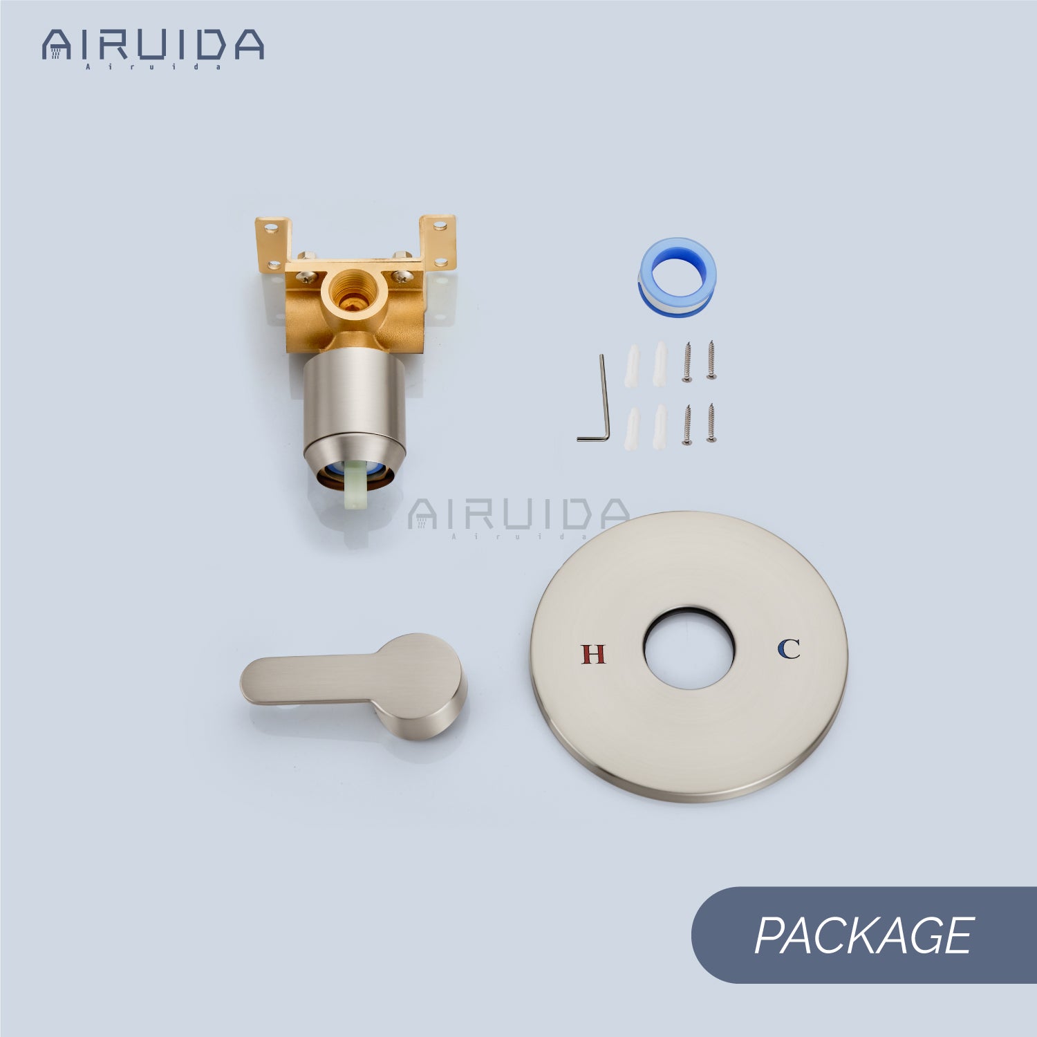 Airuida Single-Function Shower Handle Valve Trim Kit Shower Valves Wall Mount Brass Faucet Shower Rough-In Valve Bathroom Trim Kit Single Handle Tub Shower Valve Mixer