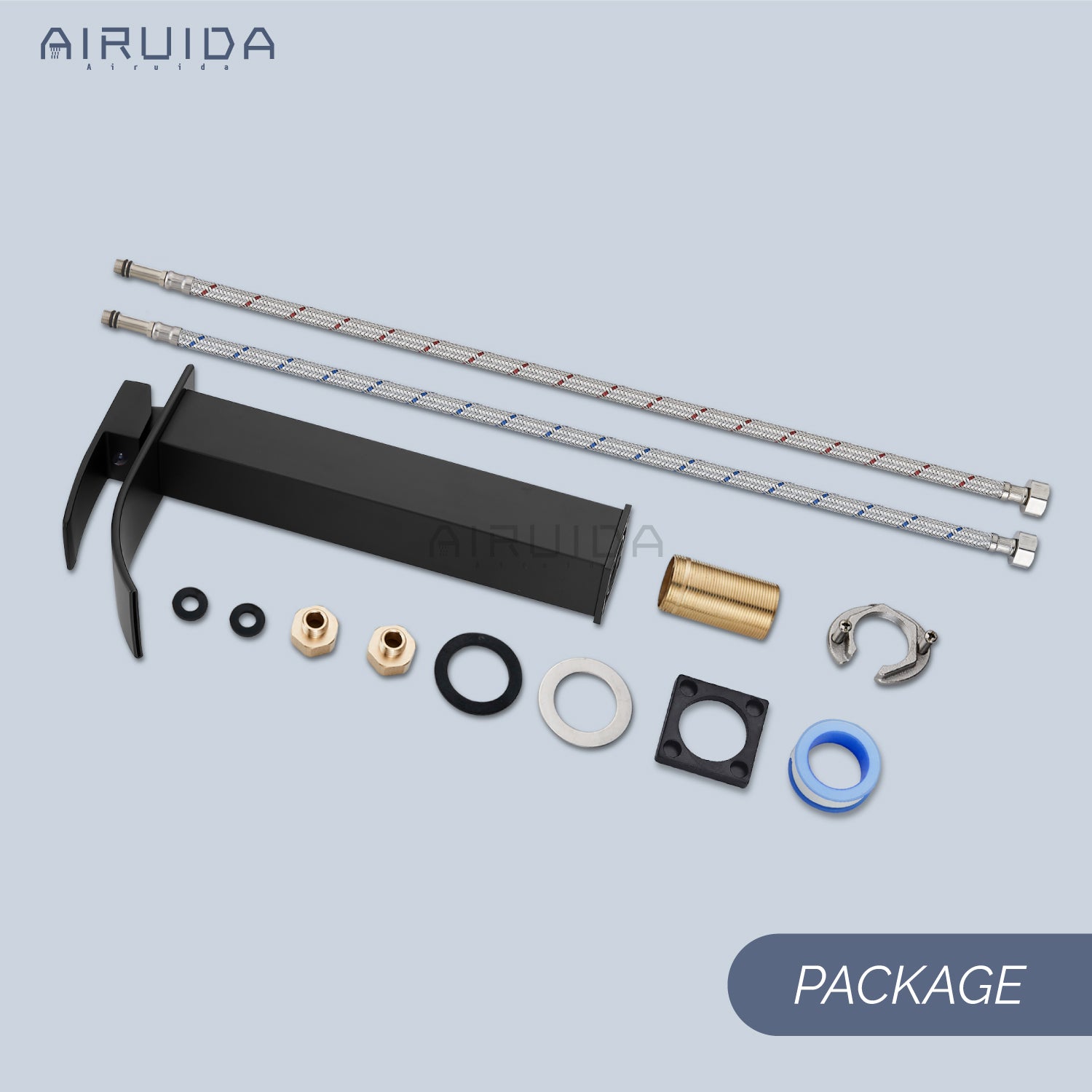 Airuida Vessel Sink Faucet, Tall Waterfall Bathroom Faucet, Single Handle One Hole Mixer Bowl Tap with Large Rectangular Spout, Bar Sink Faucet Lavatory Vanity