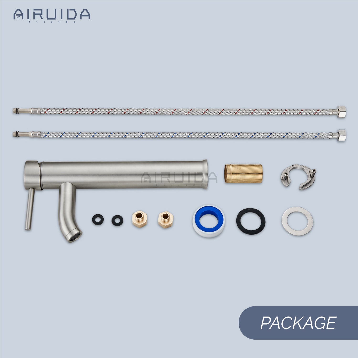 Airuida Single Hole Bathroom Bowl Vanity Faucets Single Handle Tall Bathroom Mixer Tap Stainless Steel Deck Mount with Circular Spout Bowl Vessel Sink Faucet