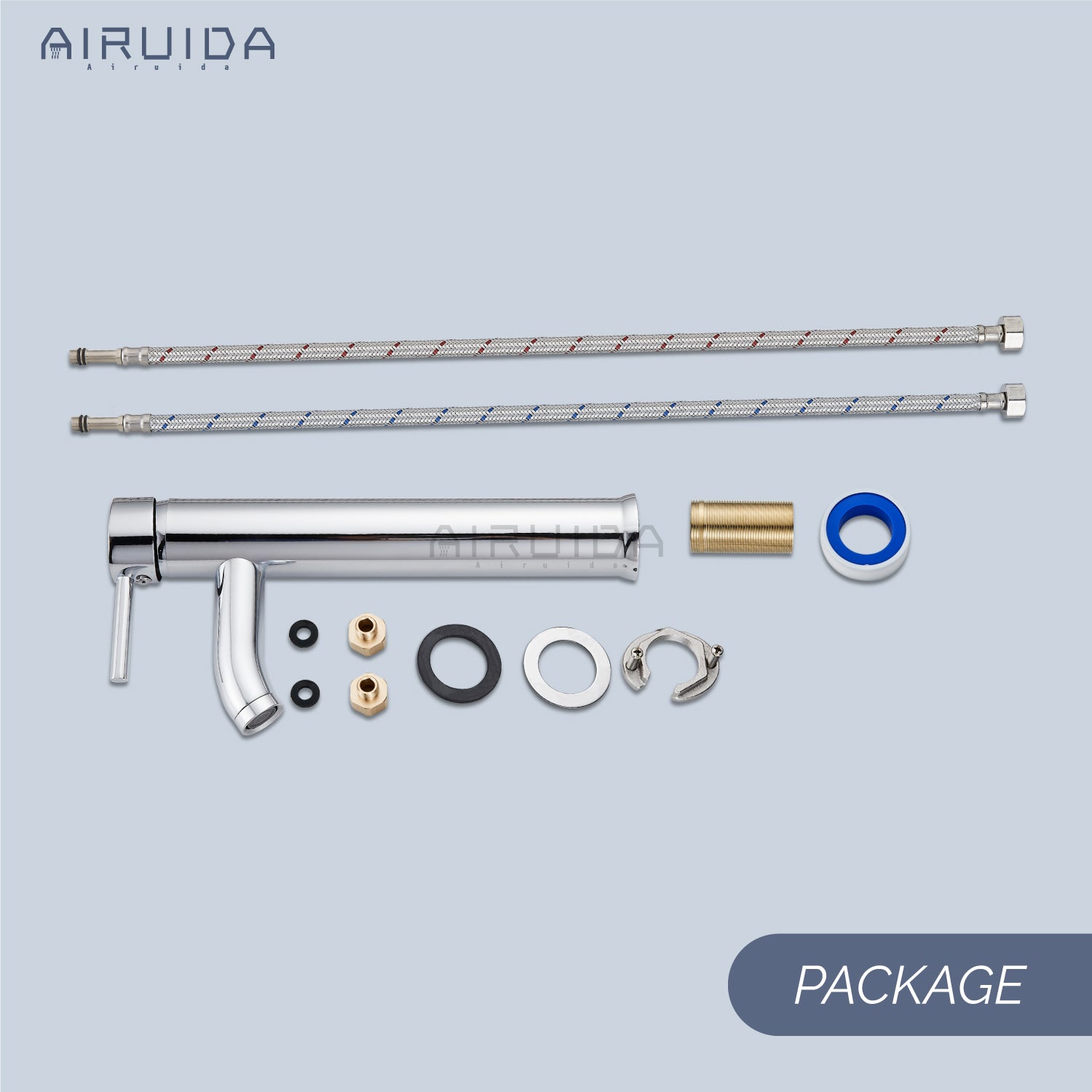 Airuida Single Hole Bathroom Bowl Vanity Faucets Single Handle Tall Bathroom Mixer Tap Stainless Steel Deck Mount with Circular Spout Bowl Vessel Sink Faucet