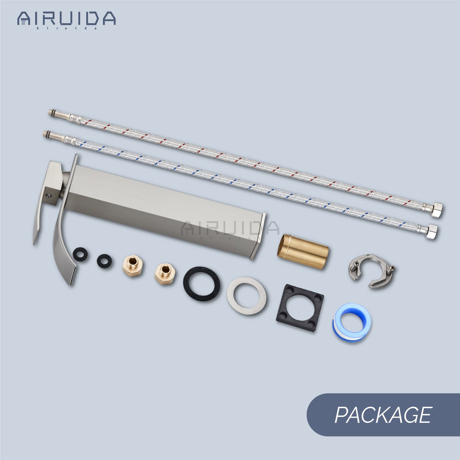 Airuida Vessel Sink Faucet, Tall Waterfall Bathroom Faucet, Single Handle One Hole Mixer Bowl Tap with Large Rectangular Spout, Bar Sink Faucet Lavatory Vanity