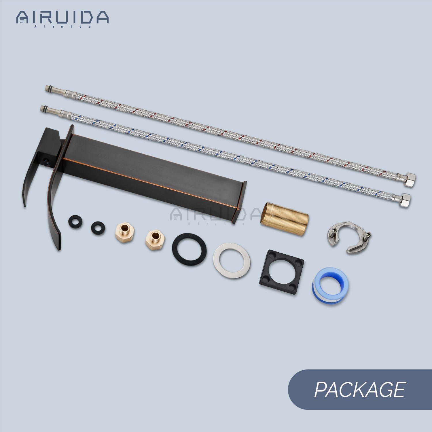 Airuida Vessel Sink Faucet, Tall Waterfall Bathroom Faucet, Single Handle One Hole Mixer Bowl Tap with Large Rectangular Spout, Bar Sink Faucet Lavatory Vanity
