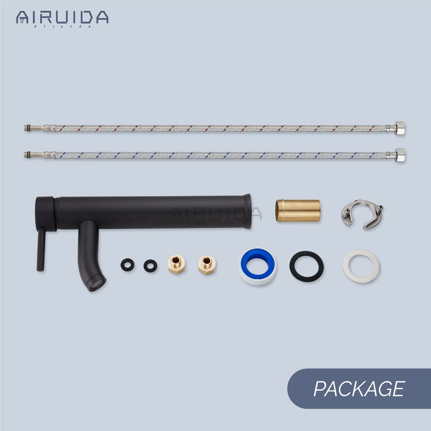 Airuida Single Hole Bathroom Bowl Vanity Faucets Single Handle Tall Bathroom Mixer Tap Stainless Steel Deck Mount with Circular Spout Bowl Vessel Sink Faucet