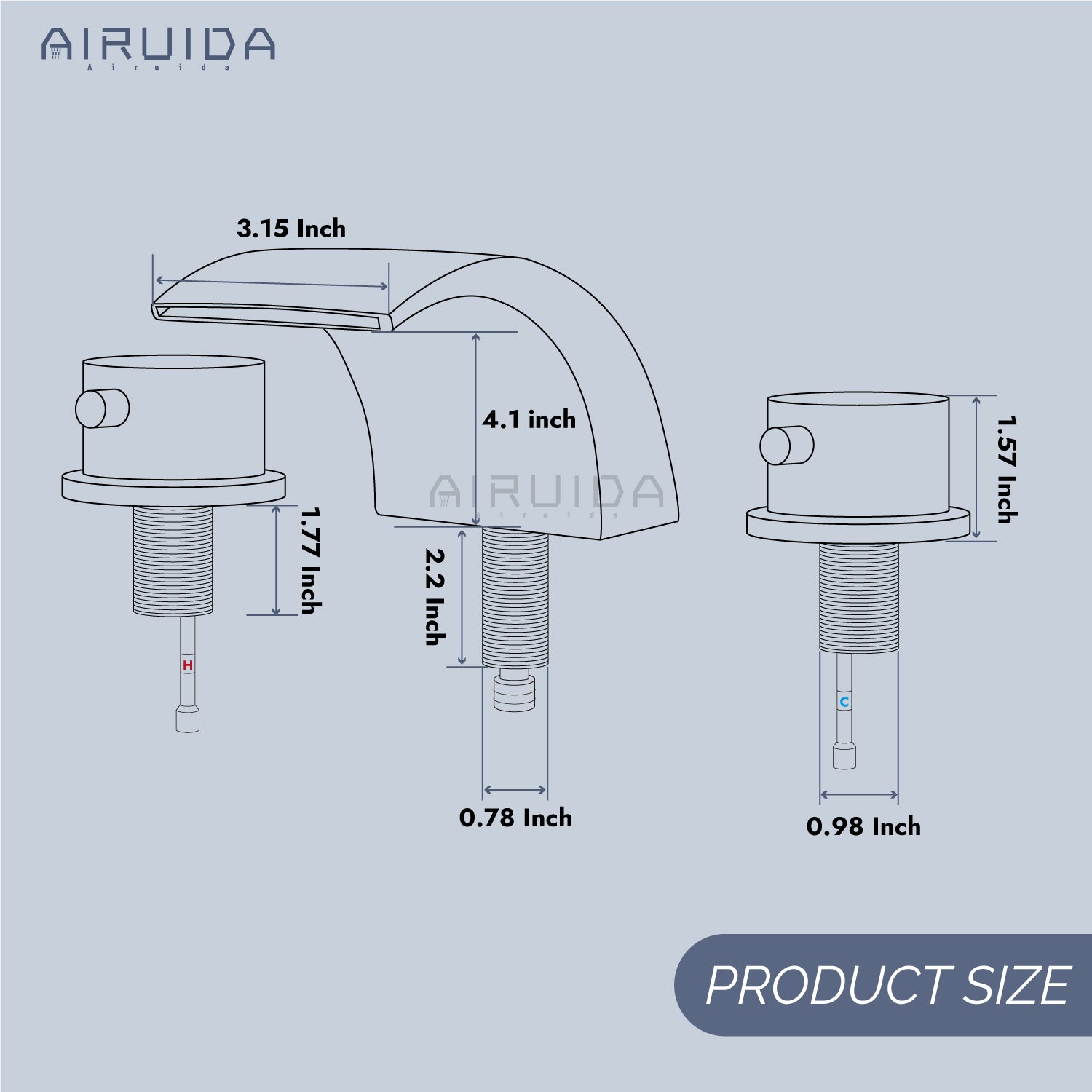 Airuida Widespread Waterfall Bathroom Faucet, Deck Mounted 8 Inch Faucet, Double Handles 3 Holes Waterfall Bathroom Faucet
