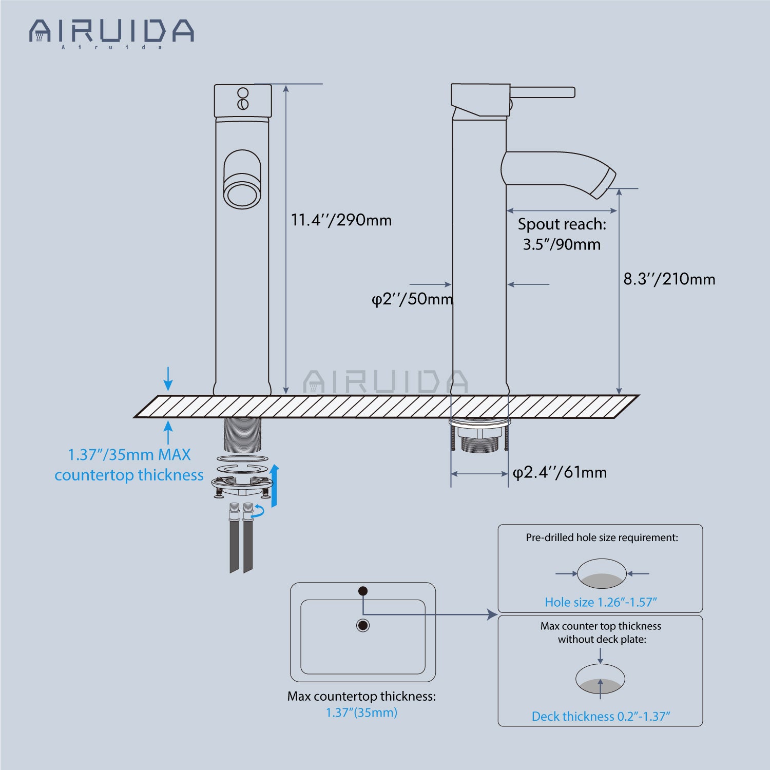 Airuida Vessel Bowl Sink Faucet Bathroom Single Handle Single Hole Deck Mount Stainless Steel Tall Bathroom Faucet with Pop Up Drain Sink Faucet Lavatory Vanity