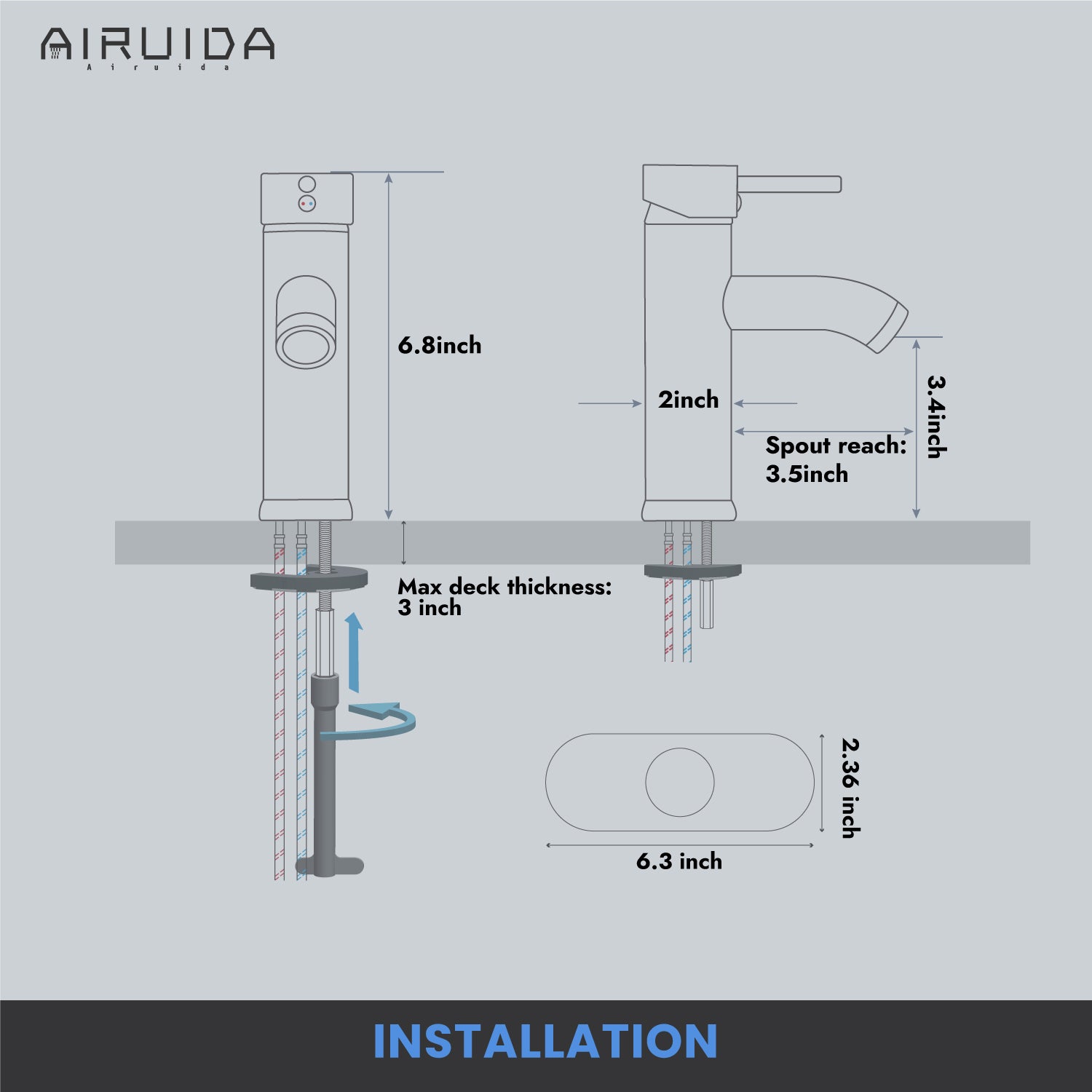 Airuida Short Bathroom Bowl Vessel Sink Faucet Bathroom Stainless Steel Mixer Tap Single Handle Single Hole Deck Mount with Circular Spout Bowl Vanity Faucets