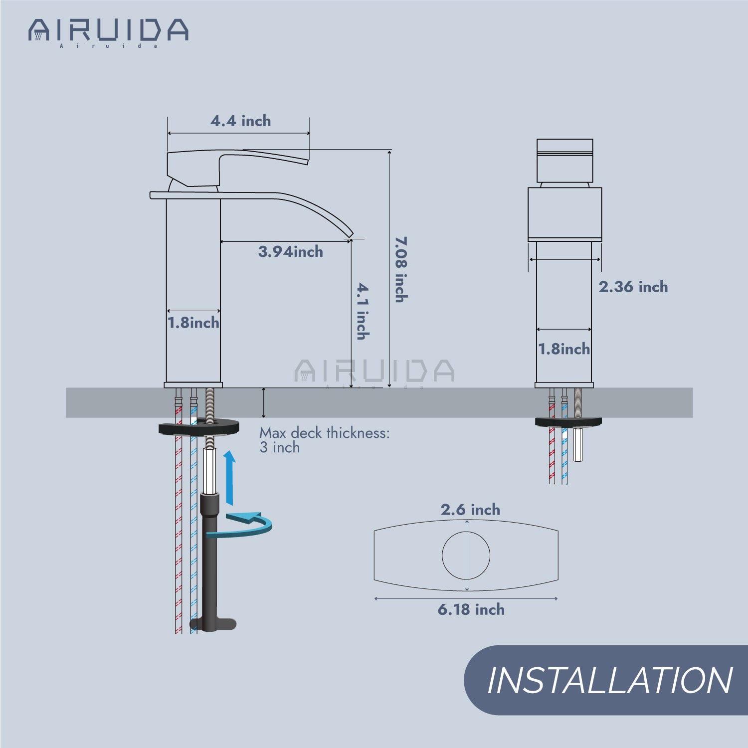 Airuida Waterfall Spout Bathroom Faucet, Rv Lavatory Vessel Faucet, Single Handle One Hole 1 or 3 Hole with Deck Plate, Bathroom Sink Faucet with Pop-up Drain
