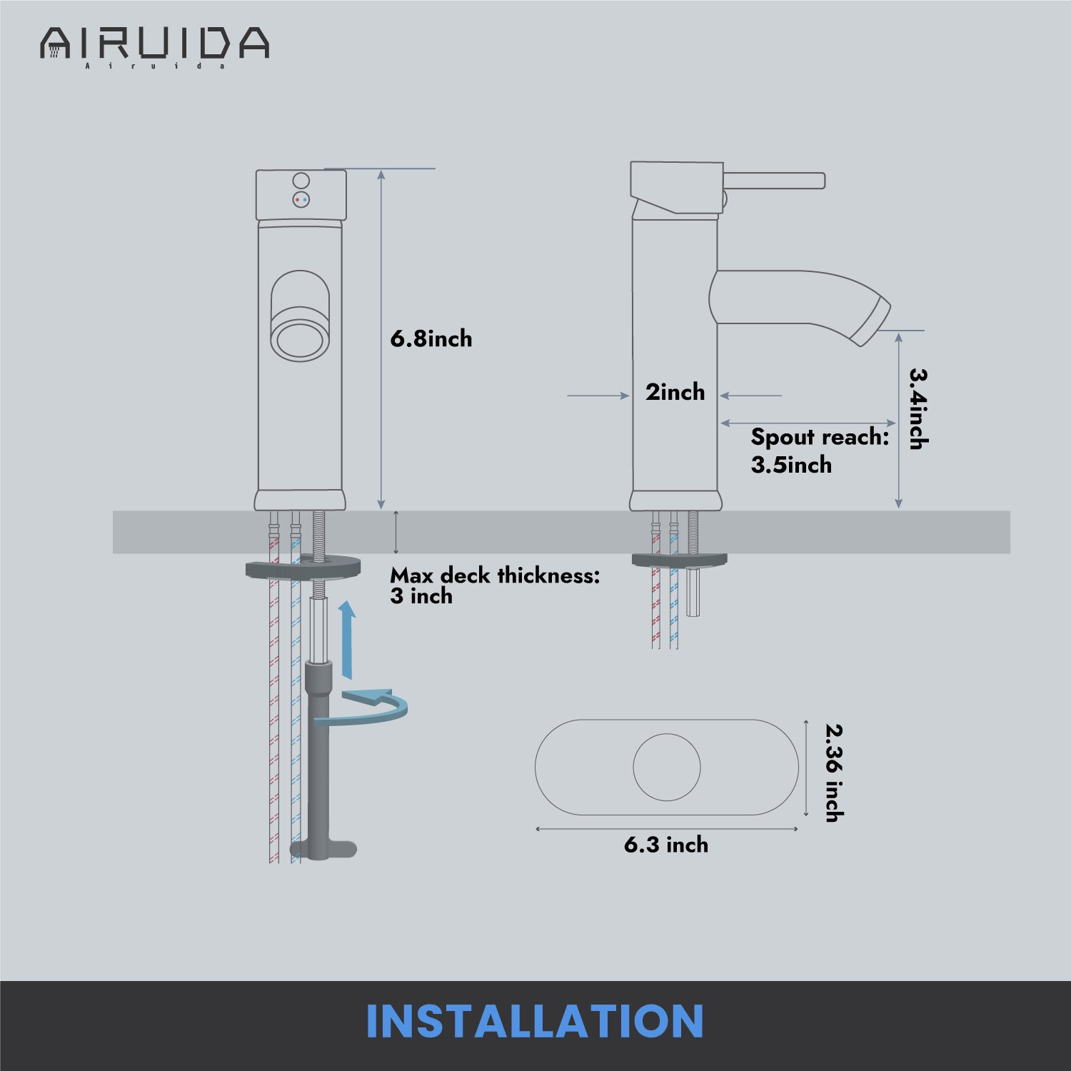 Airuida Short Bathroom Bowl Vessel Sink Faucet Bathroom Stainless Steel Mixer Tap Single Handle Single Hole Deck Mount with Circular Spout Bowl Vanity Faucets