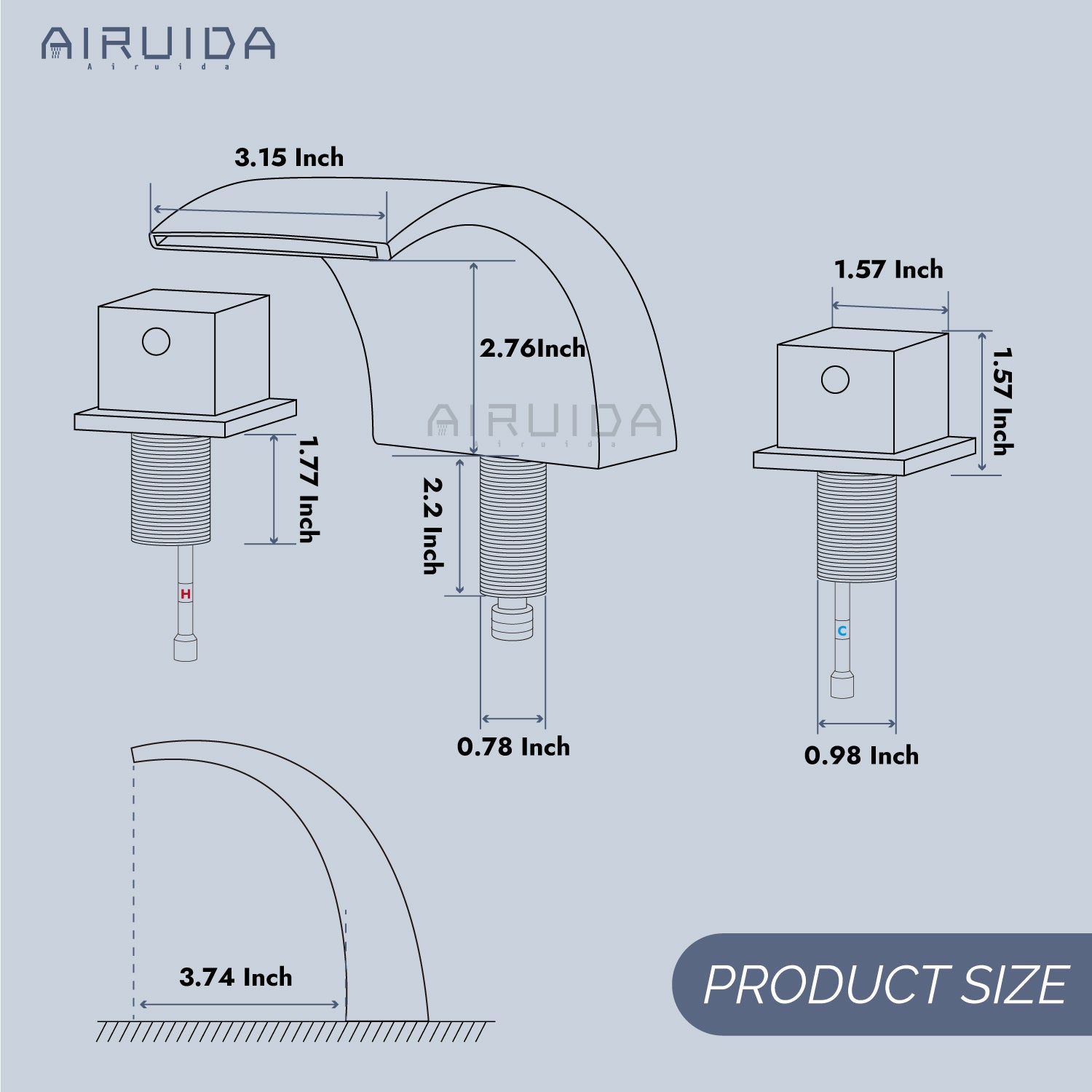 Airuida Widespread Waterfall Bathroom Faucet, Deck Mounted 8 Inch Faucet, Double Handles 3 Holes Waterfall Bathroom Faucet