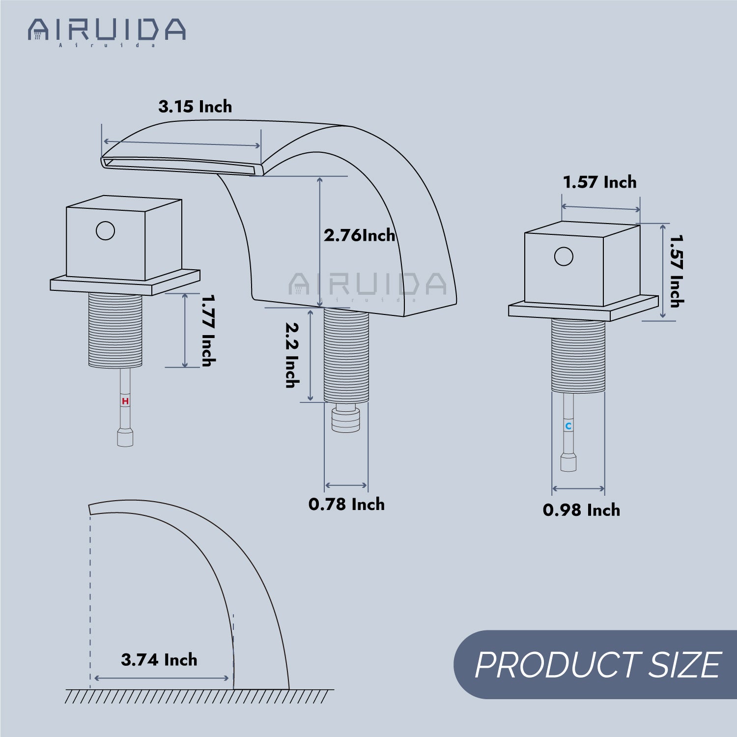 Airuida Widespread Waterfall Bathroom Faucet, Deck Mounted 8 Inch Faucet, Double Handles 3 Holes Waterfall Bathroom Faucet