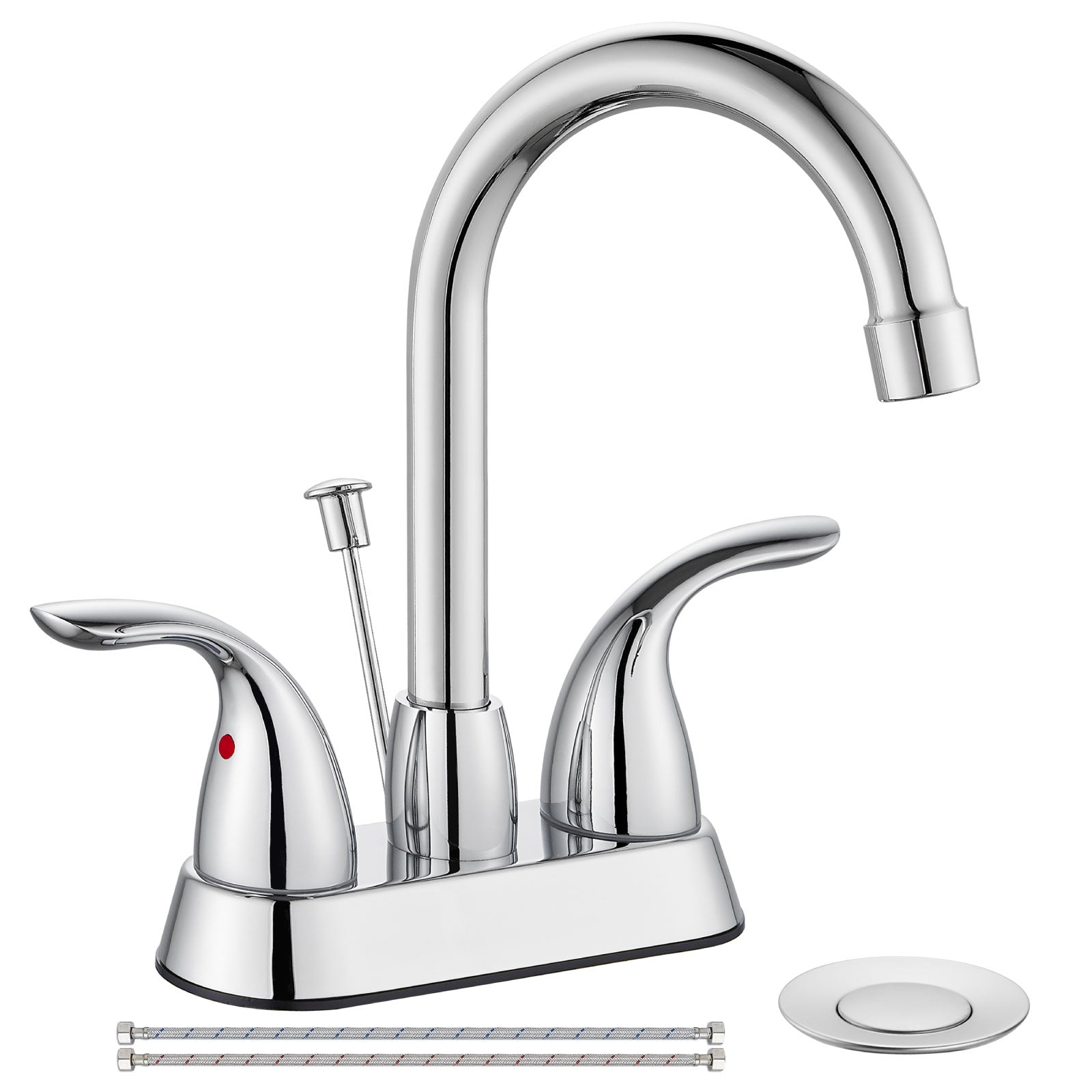 Airuida 4 Inch Centerset Bathroom Faucet RV Basin Mixer Bar Tap Bathroom Sink Faucet with Lift Rod Drain Stopper 2 Handle Modern Lavatory Commercial Faucet Deck Mount
