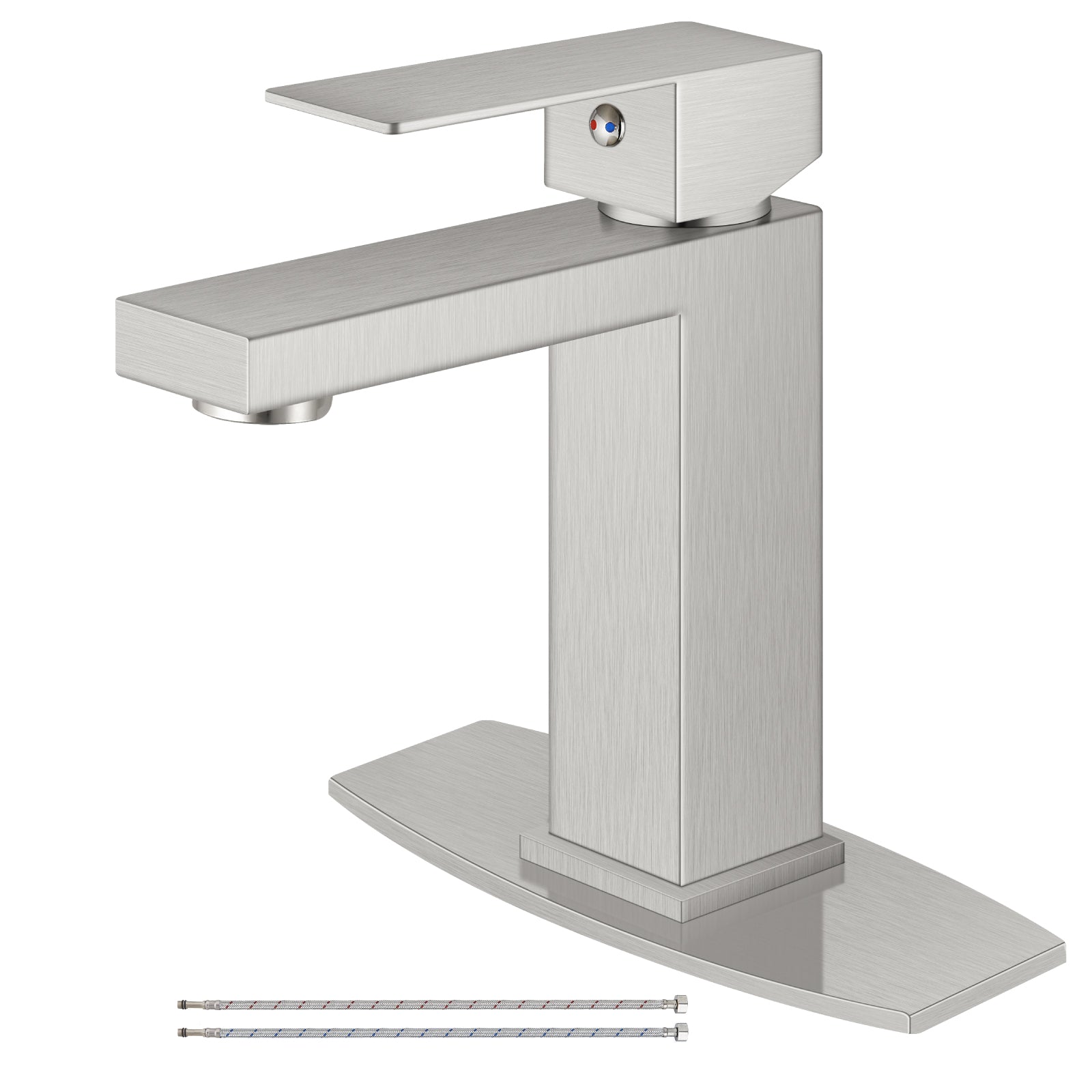 Airuida One Hole Bathroom Sink Faucet Short Bowl Sink Faucet Single Handle Vanity RV Bathroom Faucet Basin Lavatory Mixer Tap with Water Supply Hoses