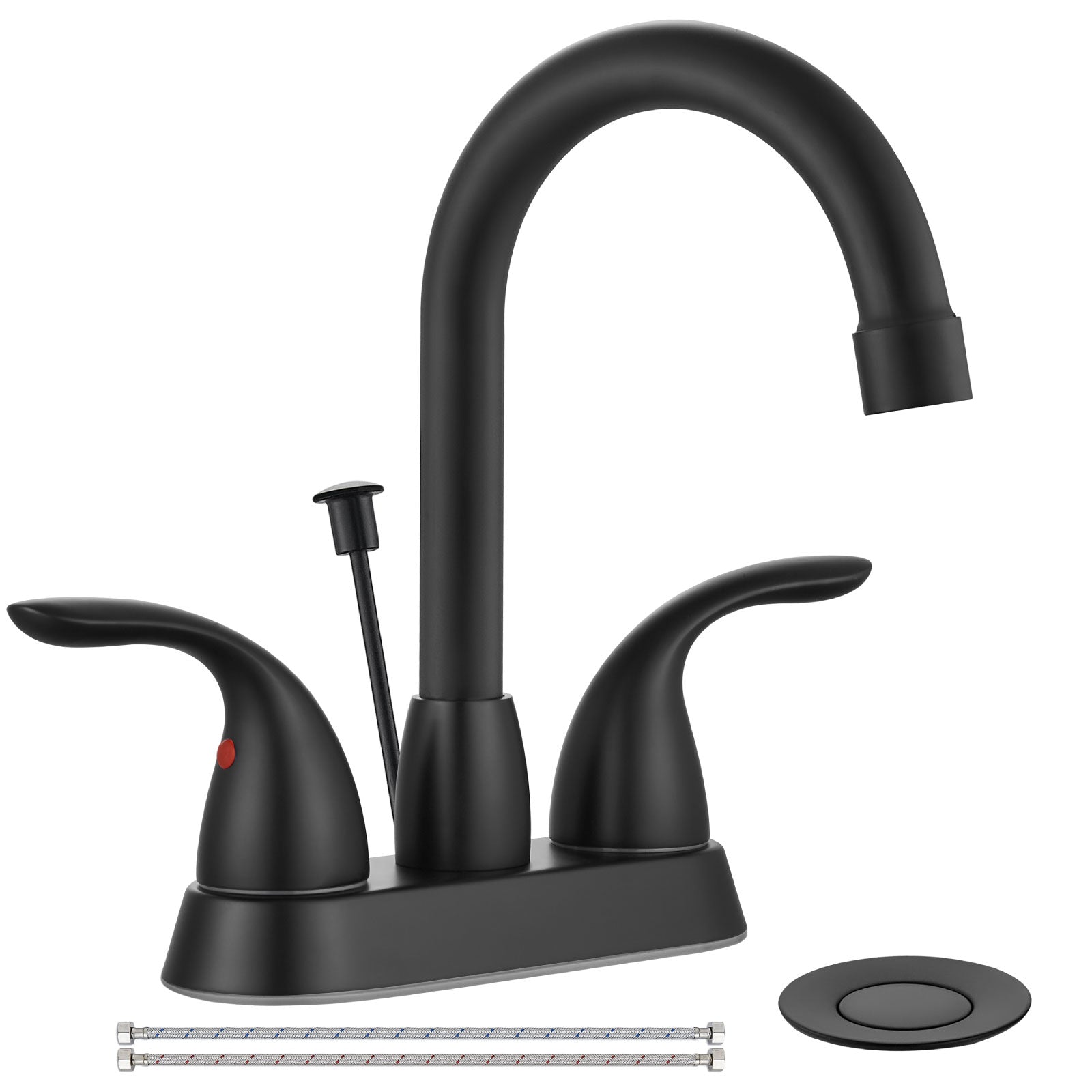 Airuida 4 Inch Centerset Bathroom Faucet RV Basin Mixer Bar Tap Bathroom Sink Faucet with Lift Rod Drain Stopper 2 Handle Modern Lavatory Commercial Faucet Deck Mount