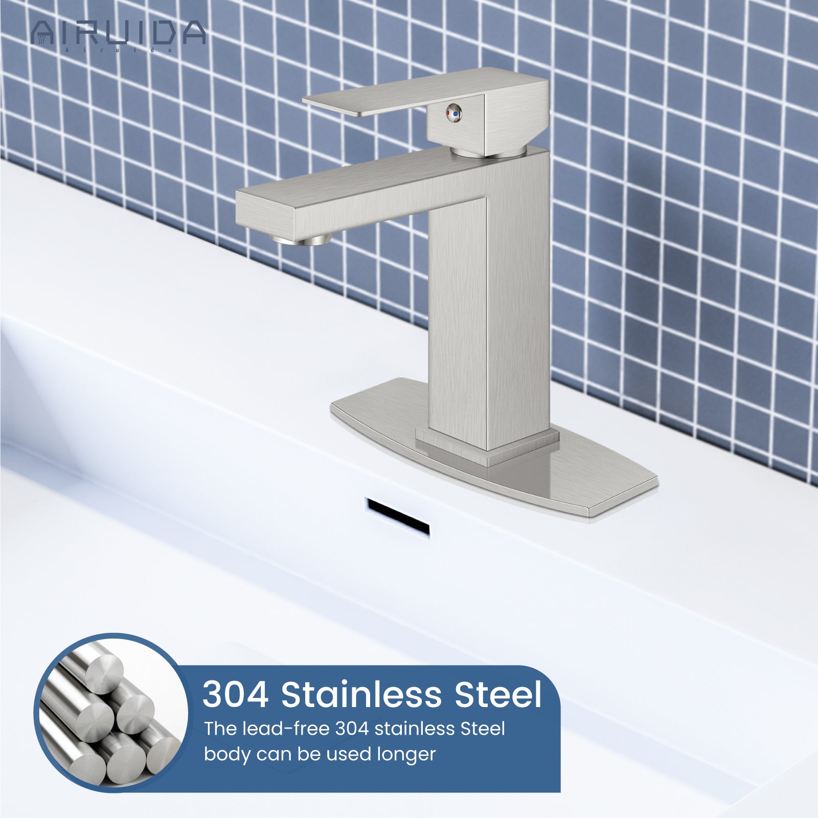 Airuida One Hole Bathroom Sink Faucet Short Bowl Sink Faucet Single Handle Vanity RV Bathroom Faucet Basin Lavatory Mixer Tap with Water Supply Hoses