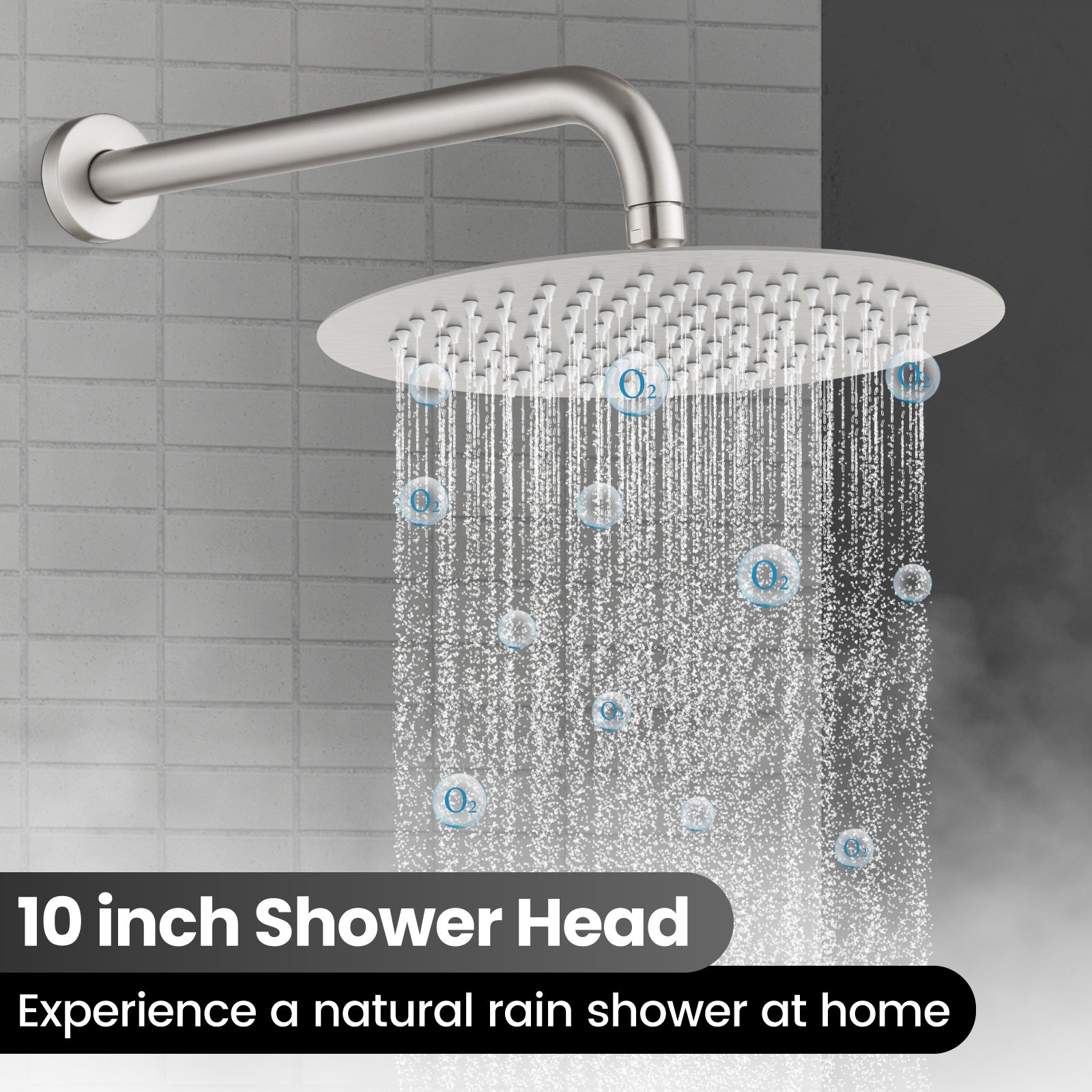 Airuida Shower Fixtures 2 Functions Shower Faucet Set Wall Mounted for Bathroom High Pressure Brass Handheld Shower with Rough-in Valve Round Rainfall 10 Inch Shower Head Brushed Nickel