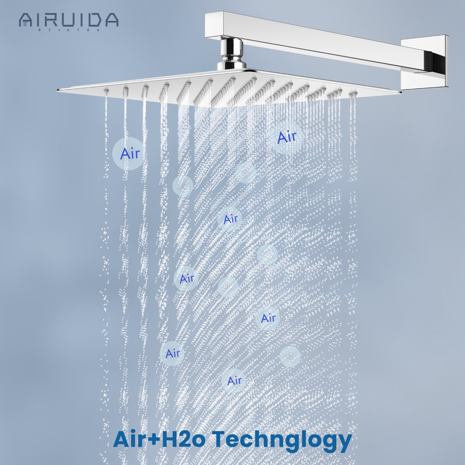 Airuida Shower Faucet Set, Single Function Shower Handle Wall Mount Bathroom Rainfall Shower Mixer, Square 10 Inch Shower Head Shower Valve and Trim Kit with Female Thread Rough-in Valve