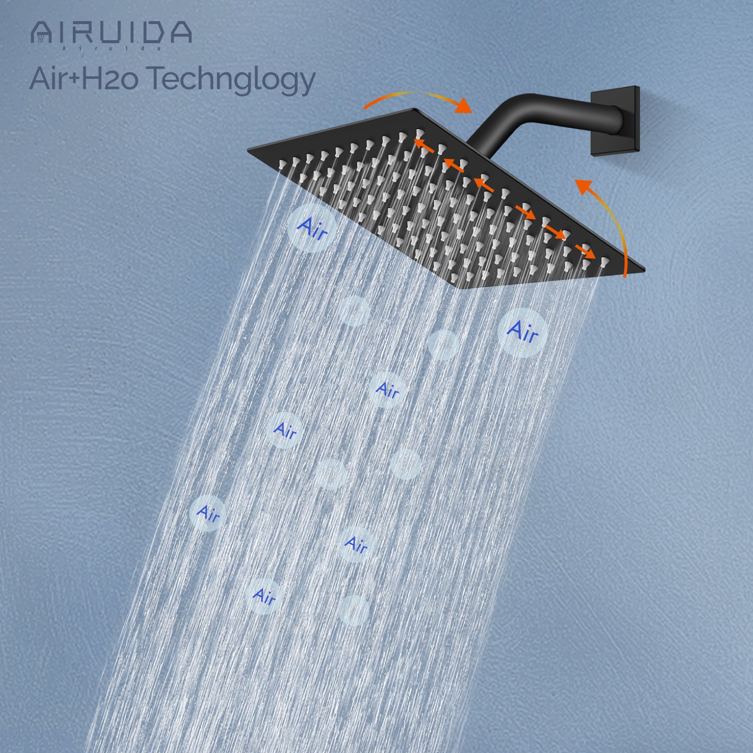 Airuida Shower Faucet Set Bathroom Rain Shower System 8 Inch Square Showerhead Single Function Single Handle Shower Trim Kit With Thread Rough-in Valve