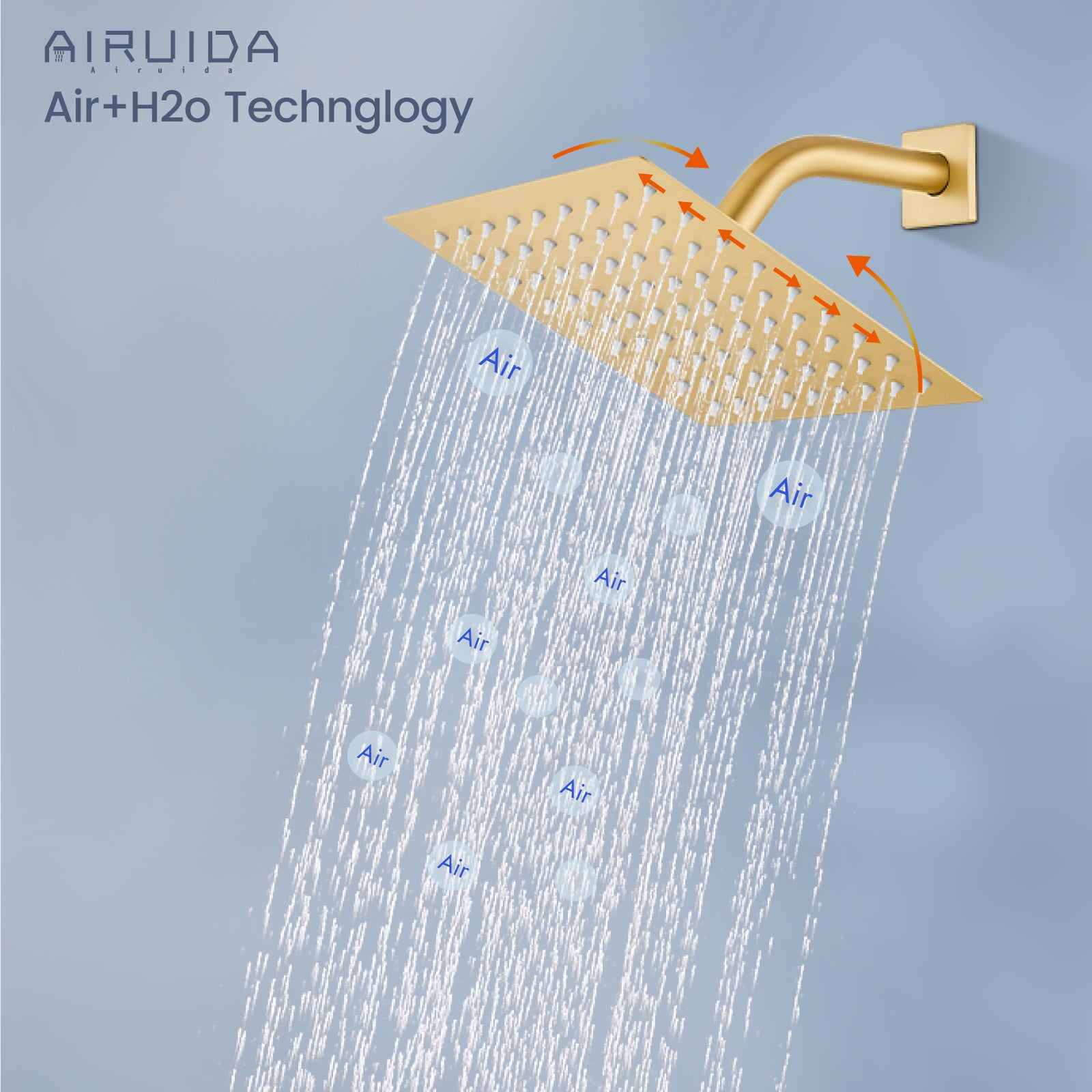 Airuida Shower Faucet Set Bathroom Rain Shower System 8 Inch Square Showerhead Single Function Single Handle Shower Trim Kit With Thread Rough-in Valve