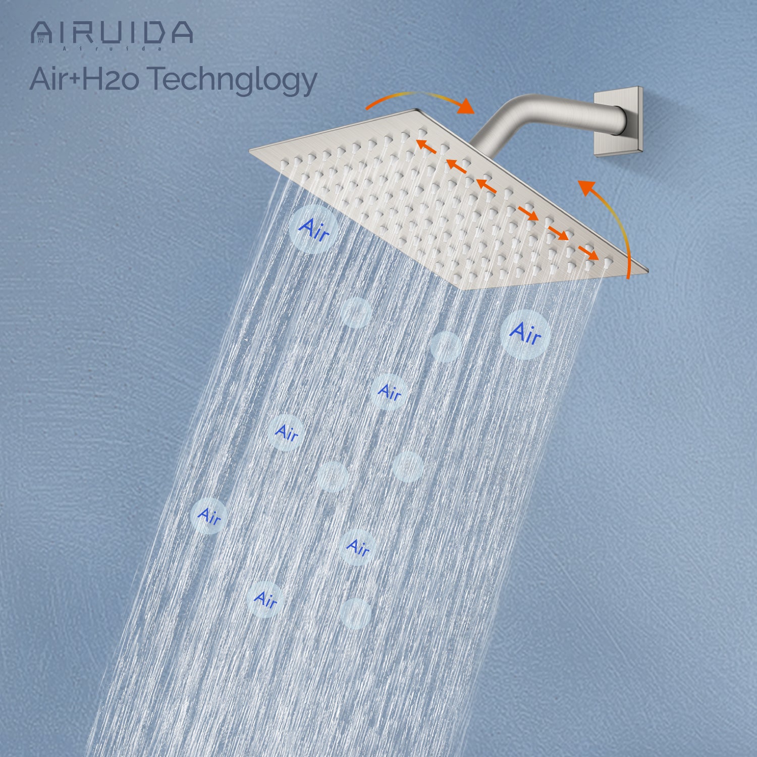 Airuida Shower Faucet Set Bathroom Rain Shower System 8 Inch Square Showerhead Single Function Single Handle Shower Trim Kit With Thread Rough-in Valve