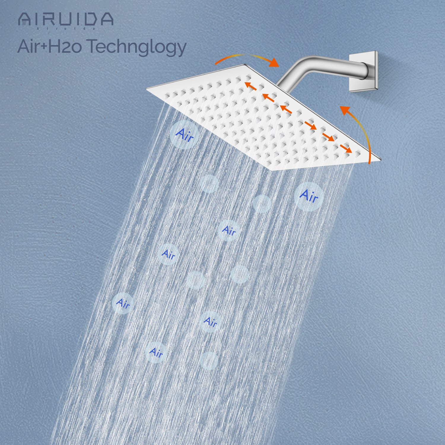 Airuida Shower Faucet Set Bathroom Rain Shower System 8 Inch Square Showerhead Single Function Single Handle Shower Trim Kit With Thread Rough-in Valve