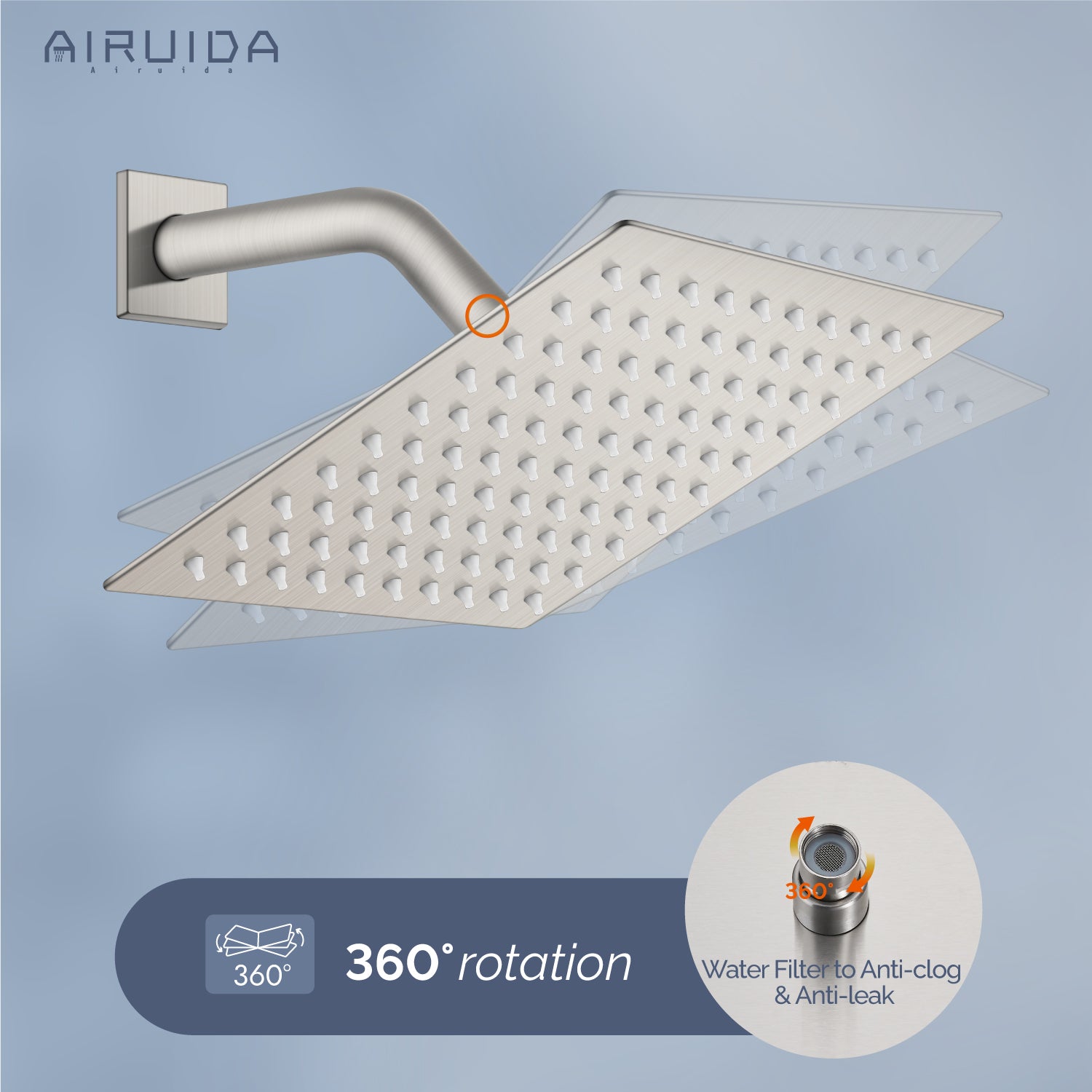 Airuida Shower Faucet Set Bathroom Rain Shower System 8 Inch Square Showerhead Single Function Single Handle Shower Trim Kit With Thread Rough-in Valve