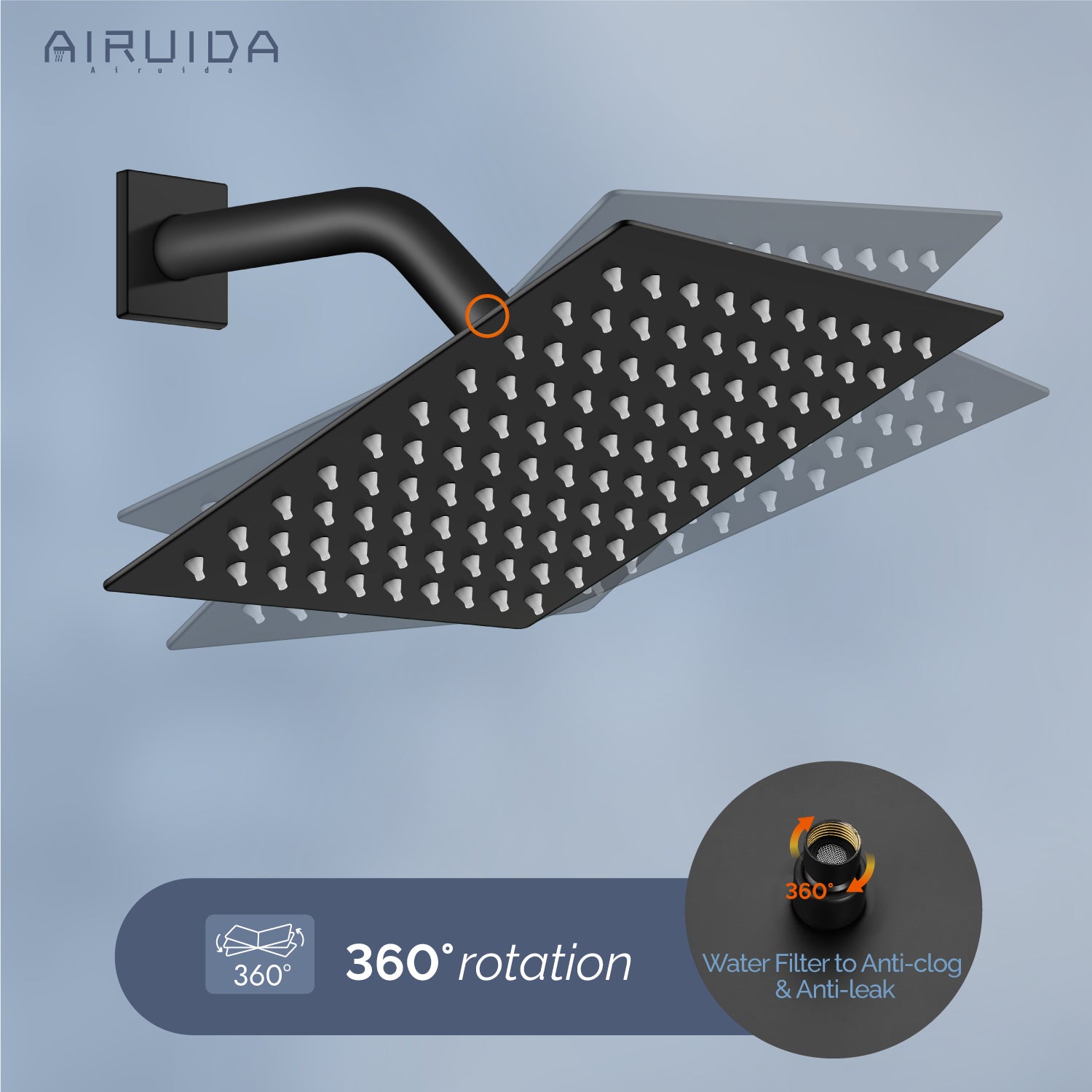 Airuida Shower Faucet Set Bathroom Rain Shower System 8 Inch Square Showerhead Single Function Single Handle Shower Trim Kit With Thread Rough-in Valve