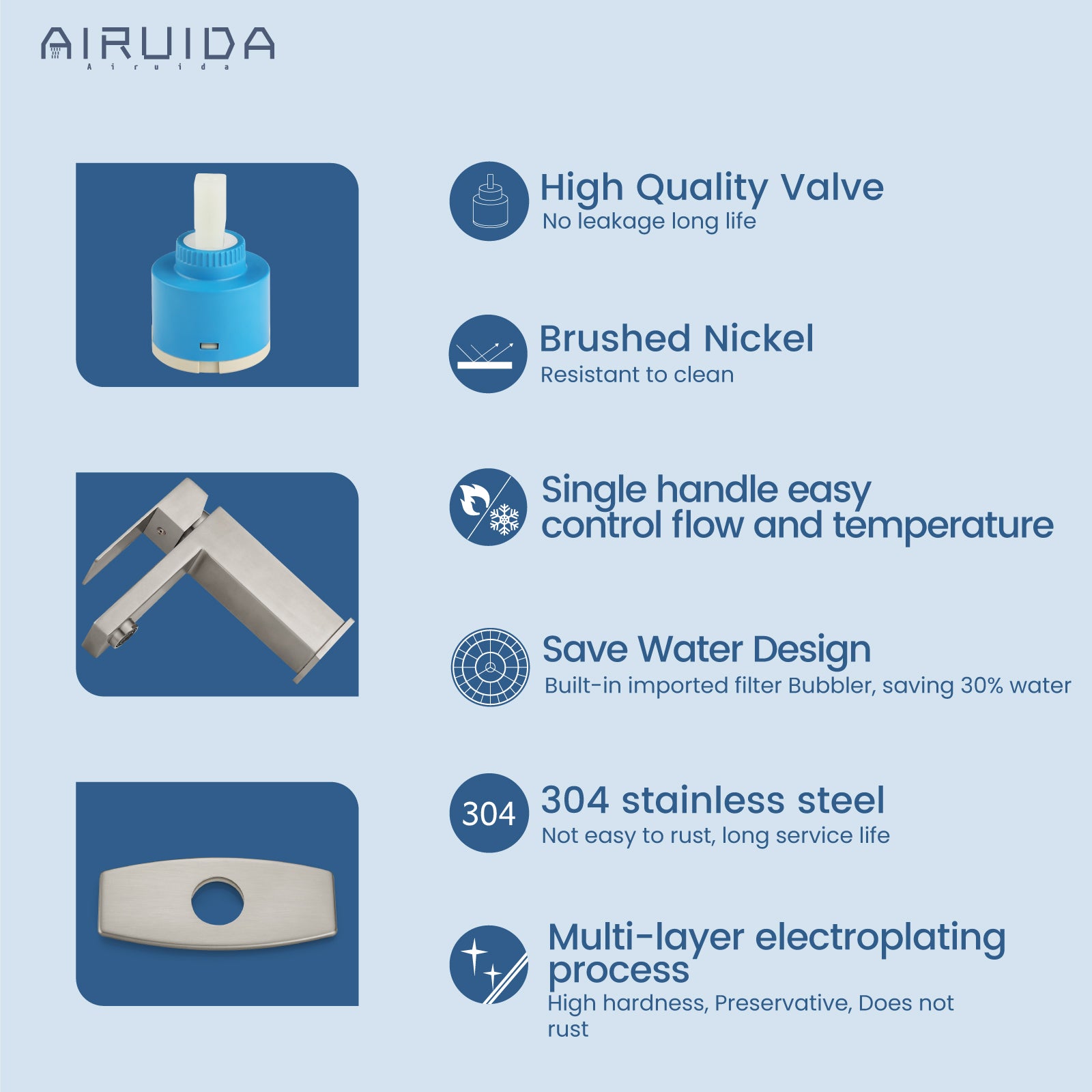 Airuida One Hole Bathroom Sink Faucet Short Bowl Sink Faucet Single Handle Vanity RV Bathroom Faucet Basin Lavatory Mixer Tap with Water Supply Hoses