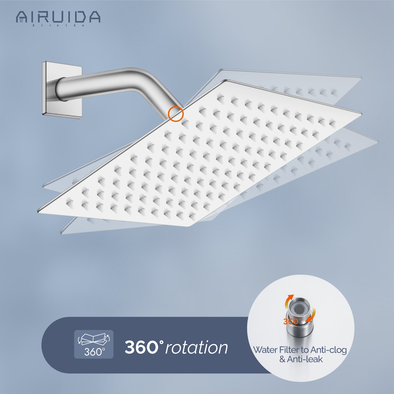 Airuida Shower Faucet Set Bathroom Rain Shower System 8 Inch Square Showerhead Single Function Single Handle Shower Trim Kit With Thread Rough-in Valve