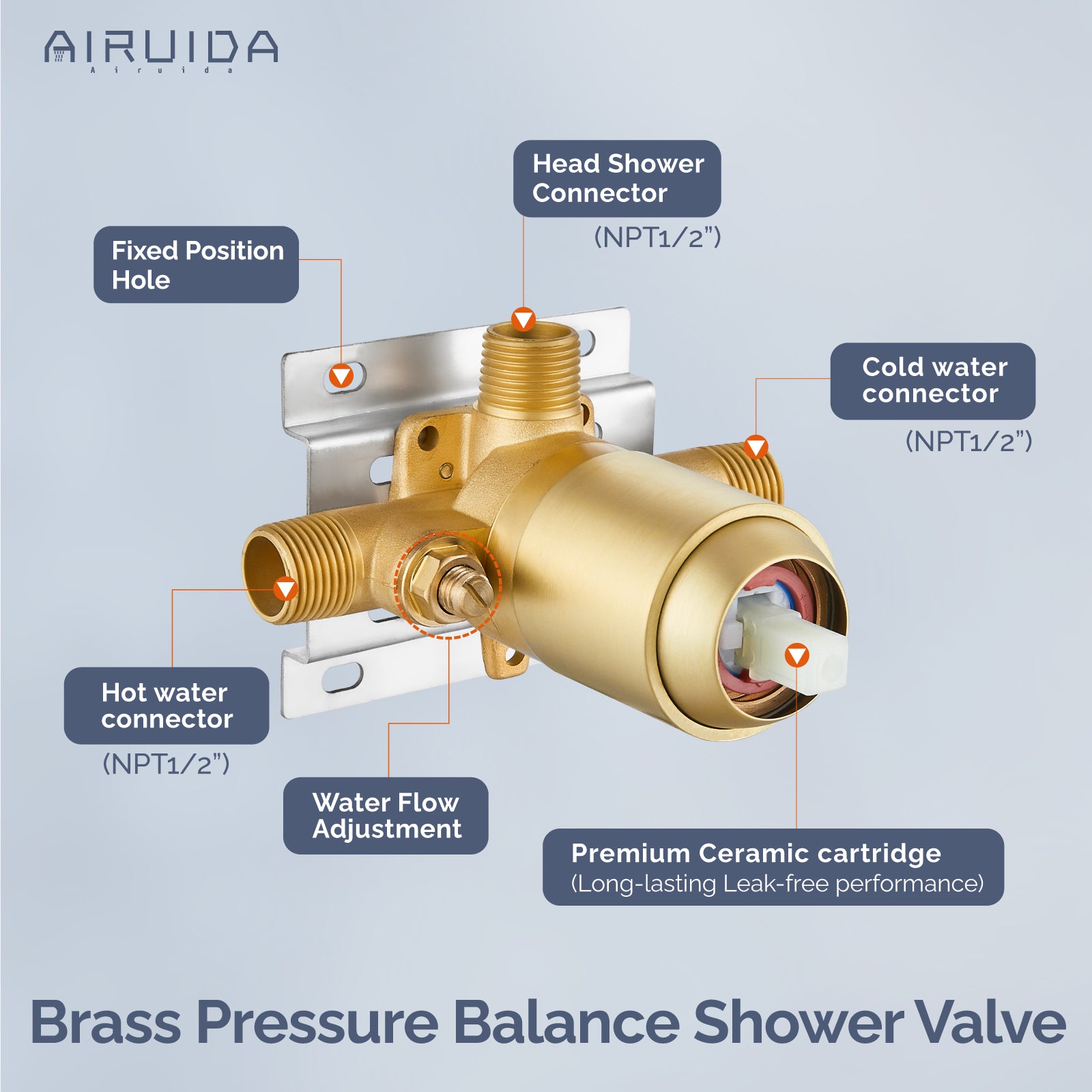 Airuida Shower Faucet Set Bathroom Rain Shower System 8 Inch Square Showerhead Single Function Single Handle Shower Trim Kit With Thread Rough-in Valve