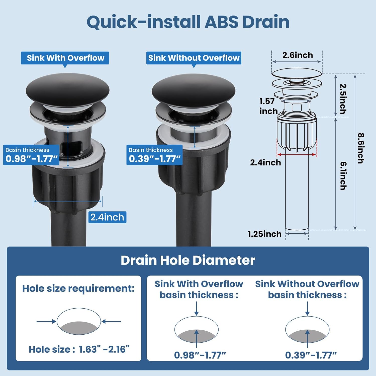 Airuida One Hole Bathroom Sink Faucet Short Bowl Sink Faucet Single Handle Vanity RV Bathroom Faucet Basin Lavatory Mixer Tap with Water Supply Hoses