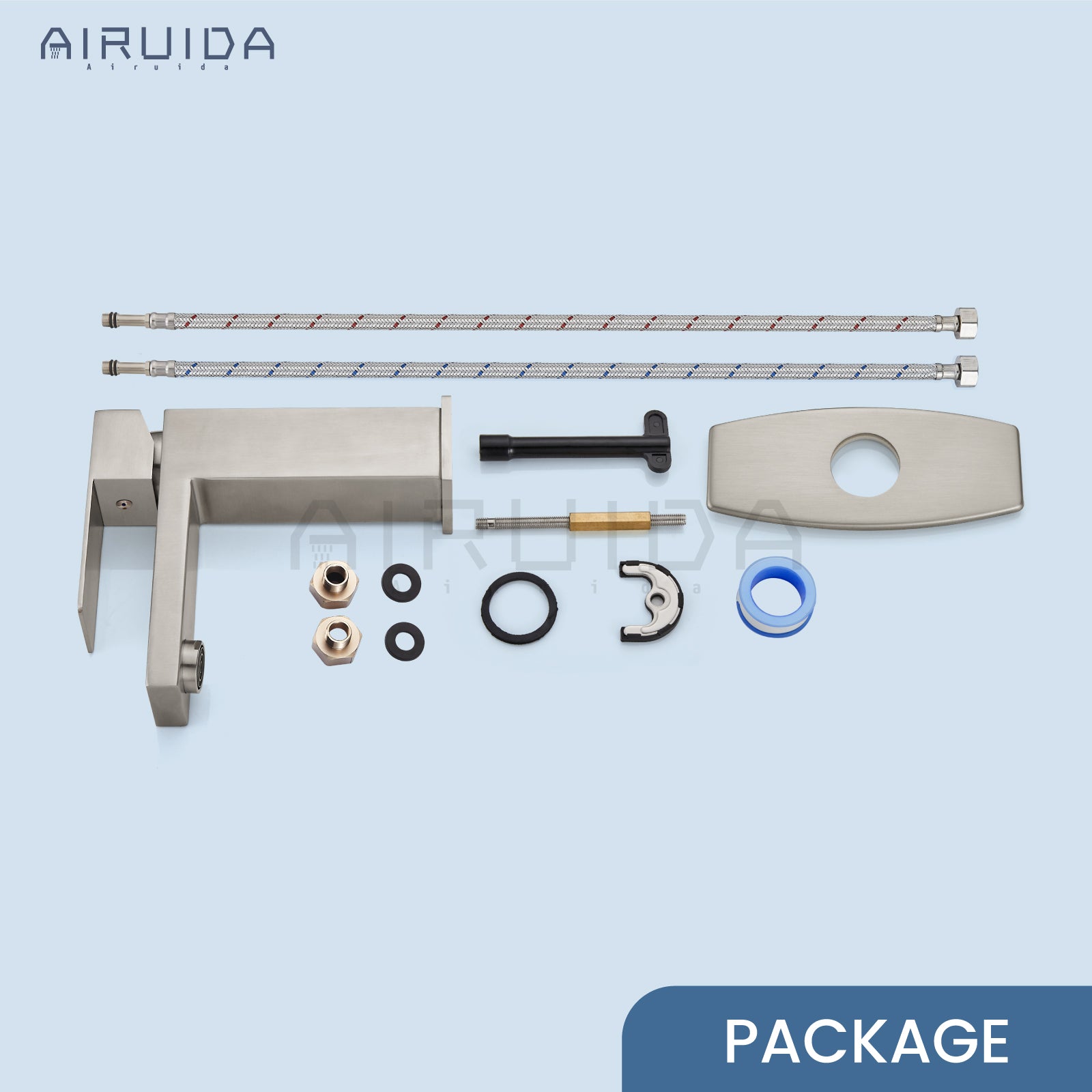 Airuida One Hole Bathroom Sink Faucet Short Bowl Sink Faucet Single Handle Vanity RV Bathroom Faucet Basin Lavatory Mixer Tap with Water Supply Hoses