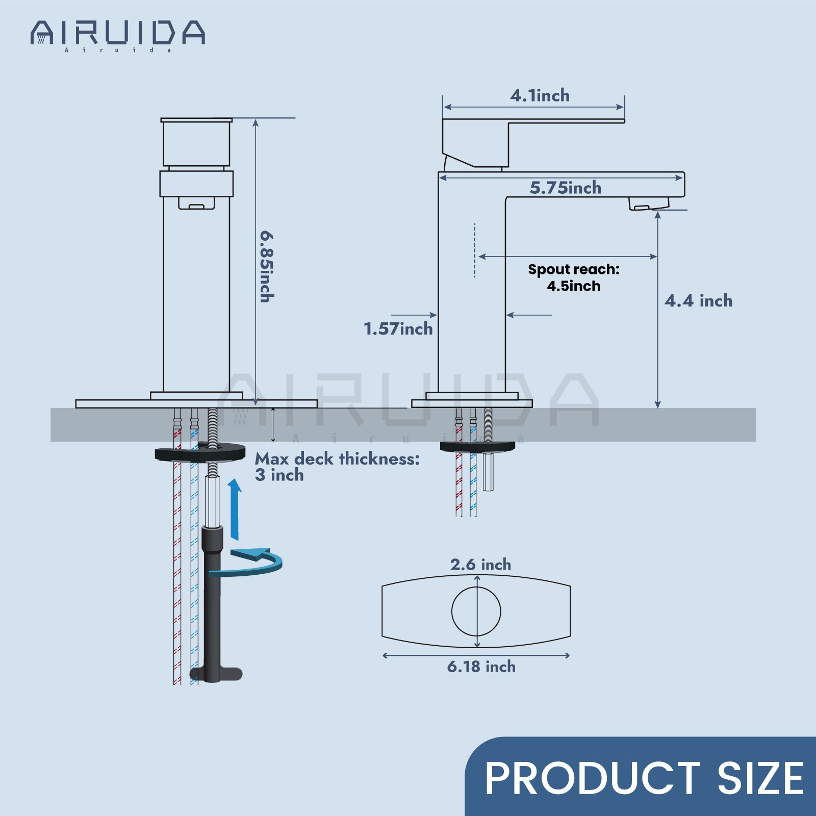 Airuida One Hole Bathroom Sink Faucet Short Bowl Sink Faucet Single Handle Vanity RV Bathroom Faucet Basin Lavatory Mixer Tap with Water Supply Hoses