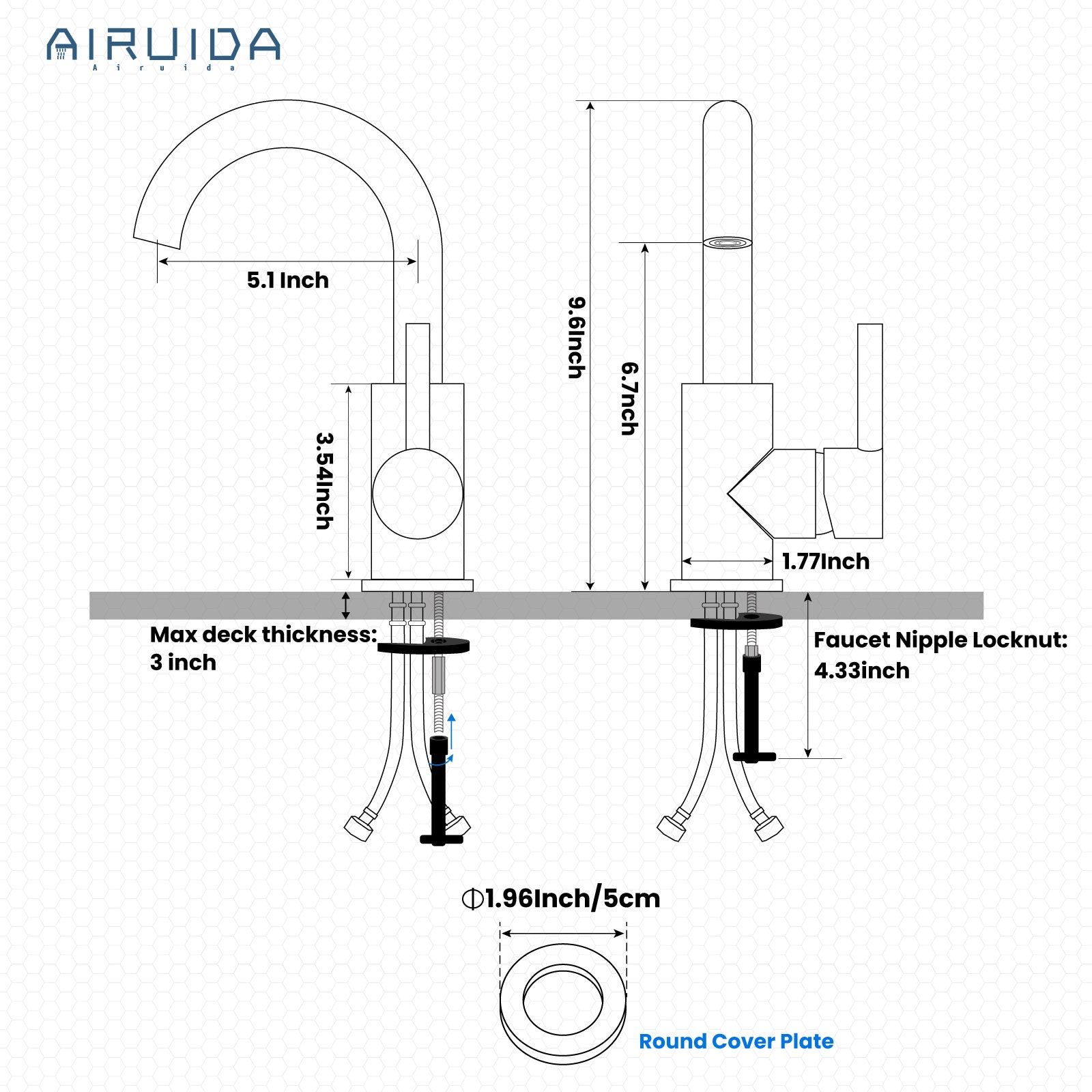 Airuida Bar Sink Faucet Single Hole Single Handle Bathroom Sink Faucet Kitchen Small Prep Wet Farmhouse RV Lavatory Vanity Mixer Tap 360 Degree Swivel Spout Without Pop Up Drain Brushed Nickel