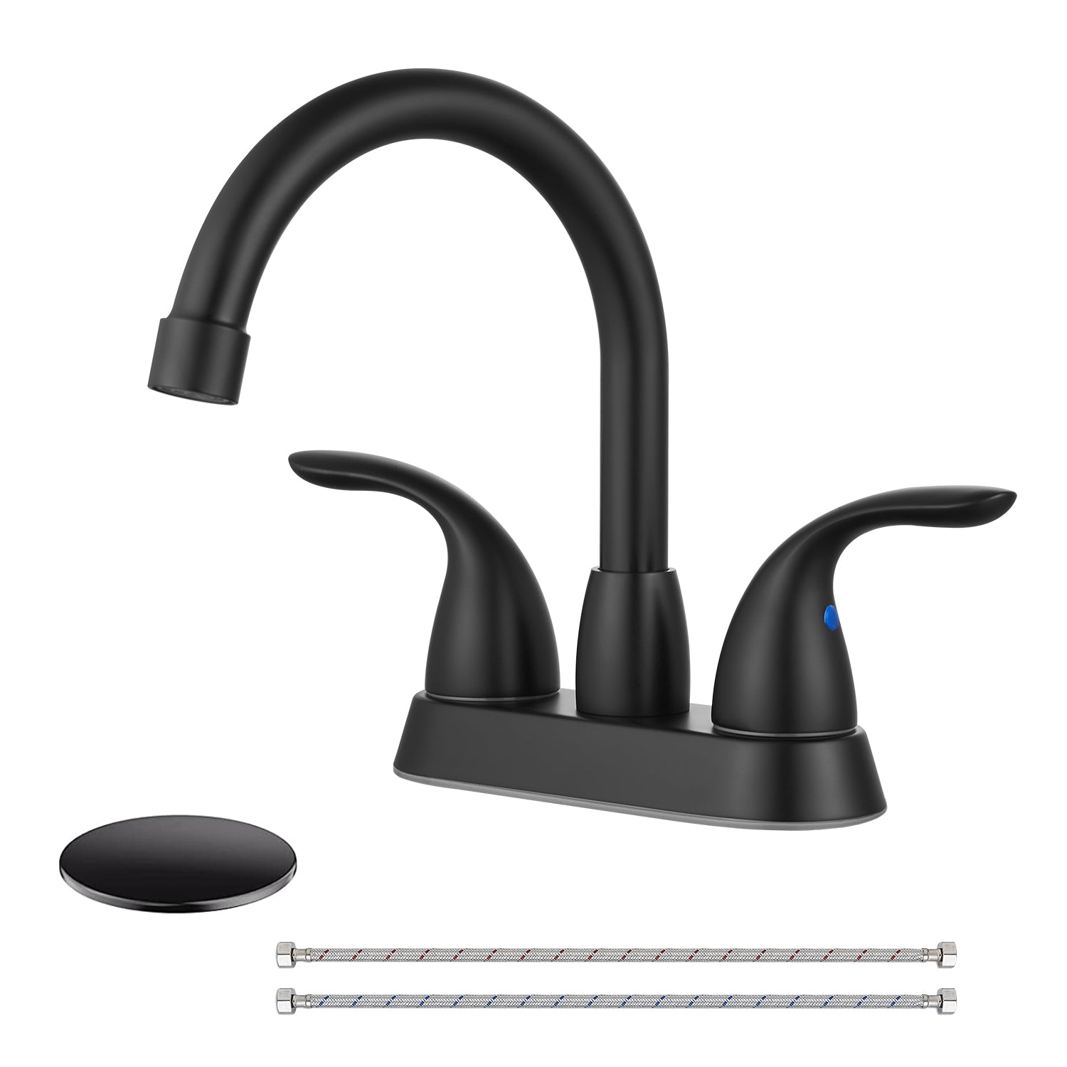 Airuida Bathroom Faucet 4 inch Centerset Two Handle Bathroom Sink Faucet 360°Swivel Spout Bathroom Faucet with Supply Hoses and Pop Up Drain Deck Mount