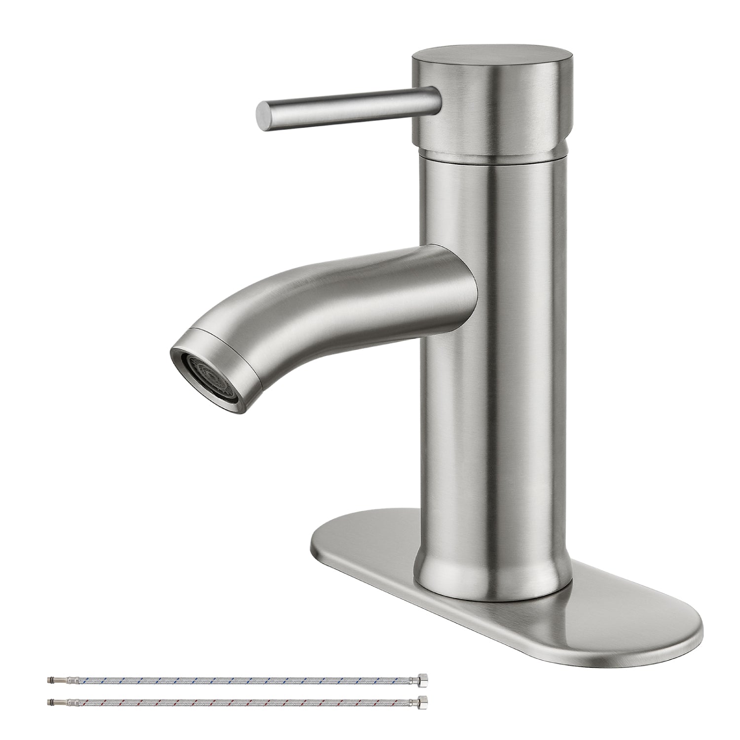 Airuida Short Bathroom Bowl Vessel Sink Faucet Bathroom Stainless Steel Mixer Tap Single Handle Single Hole Deck Mount with Circular Spout Bowl Vanity Faucets